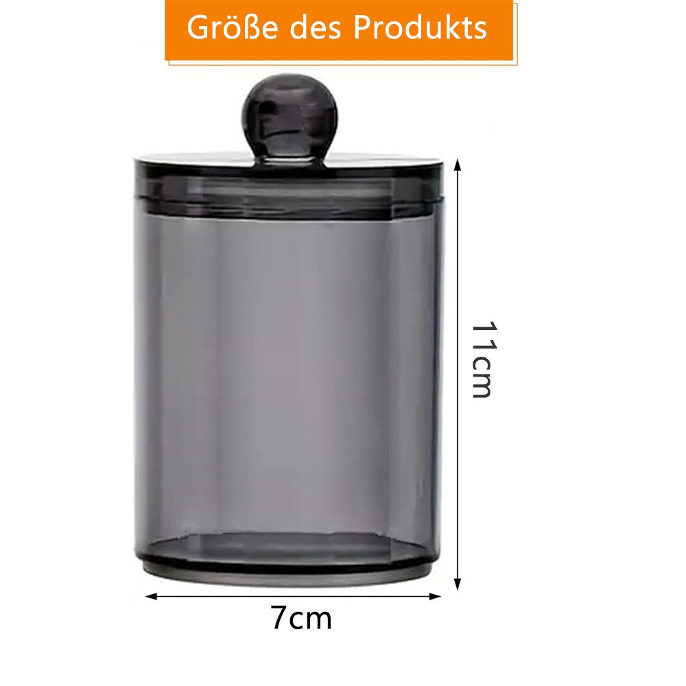 TUWENA Wattestäbchenspender Wattestäbchen Behälter Set, Transparent Schwarze Kosmetik Organizer, (4-tlg)