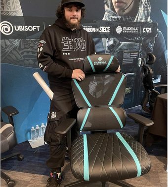 EE EUREKA ERGONOMIC Gaming-Stuhl (Rollen Chefsessel mit Mesh 360°drehbar Höhenverstellbar), Schwingstuhl, 3D-Armlehnen, höhenverstellbar Atmungsaktiv bis 136kg