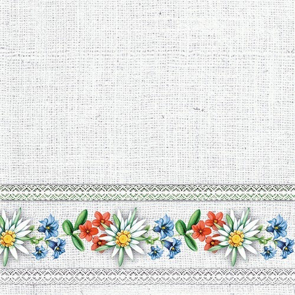Ambiente Luxury Paper Products Papierserviette 20 Servietten Bavarian Flowers Stone 33x33cm, (20 St)