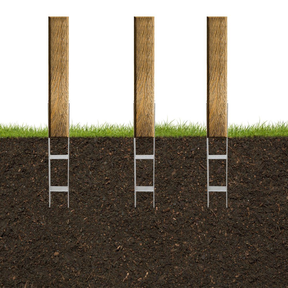 Gimisgu Pfostenträger 2x H-Anker Verzinkter Zaun Pfostenträger Pfostenanker Carport 600MM