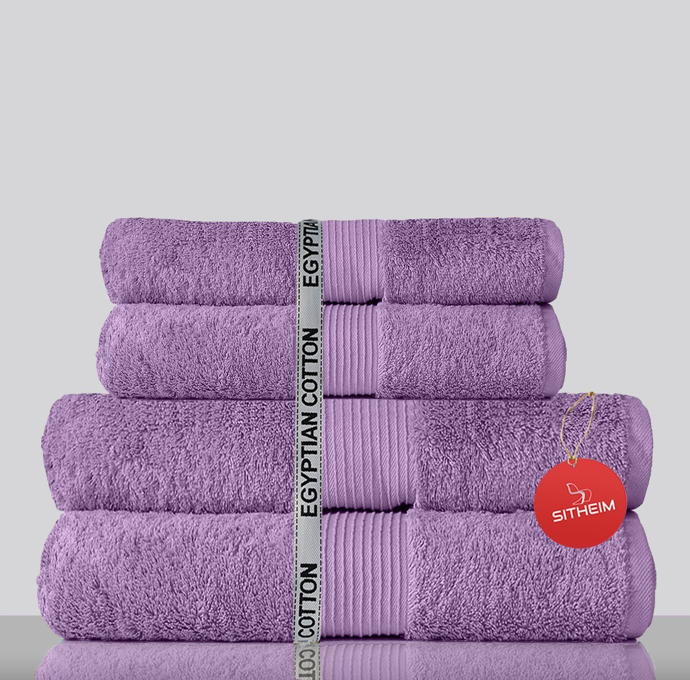 Sitheim-Europe Handtuch Set GIZA LINE Handtücher 100% ägyptischer Baumwolle 4-teiliges Handtuchset, ägyptische Baumwolle, (Spar-Set, 4-tlg), 100% premium ägyptische Baumwolle Lavendel