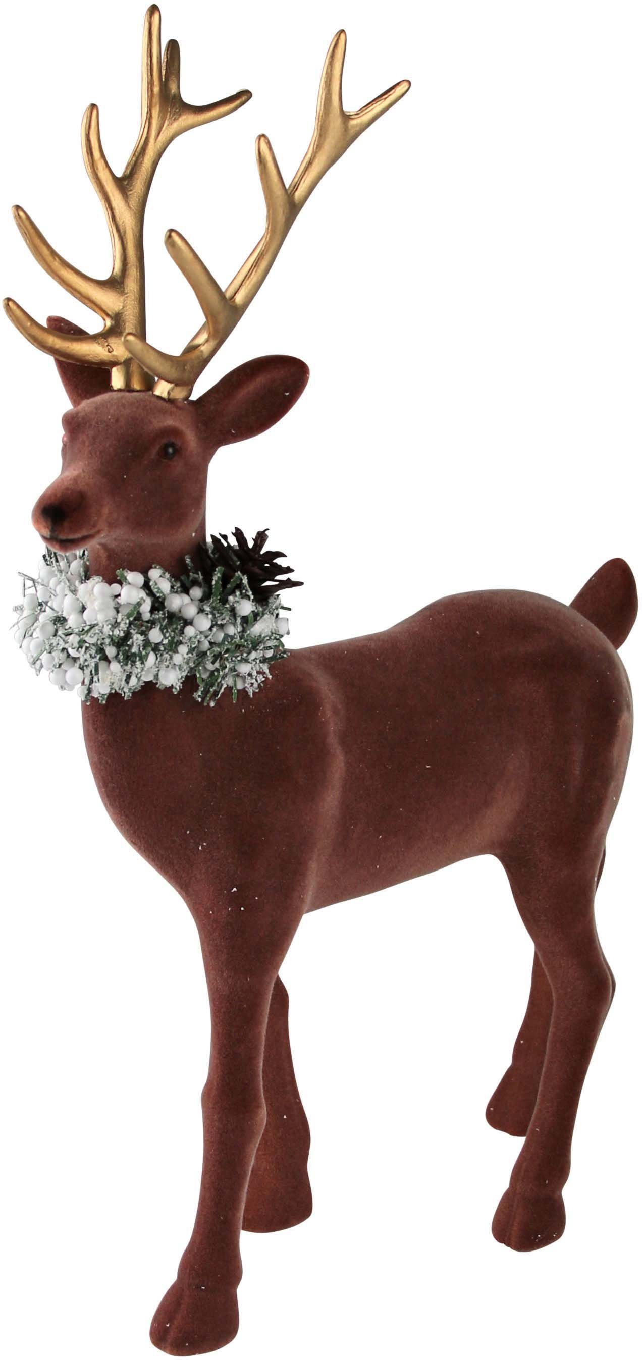 Geweih Weihnachtsdeko (1 St), Design Schal und Weihnachtsfigur AM mit goldenem