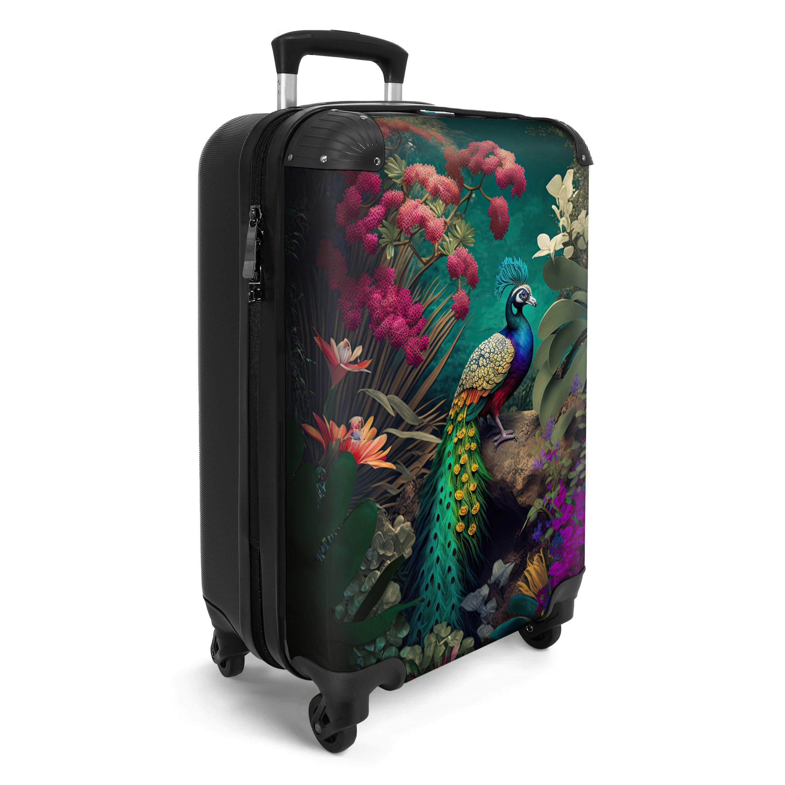 NoBoringSuitcases.com© Hartschalen-Trolley Pfau - Federn - günstig online kaufen