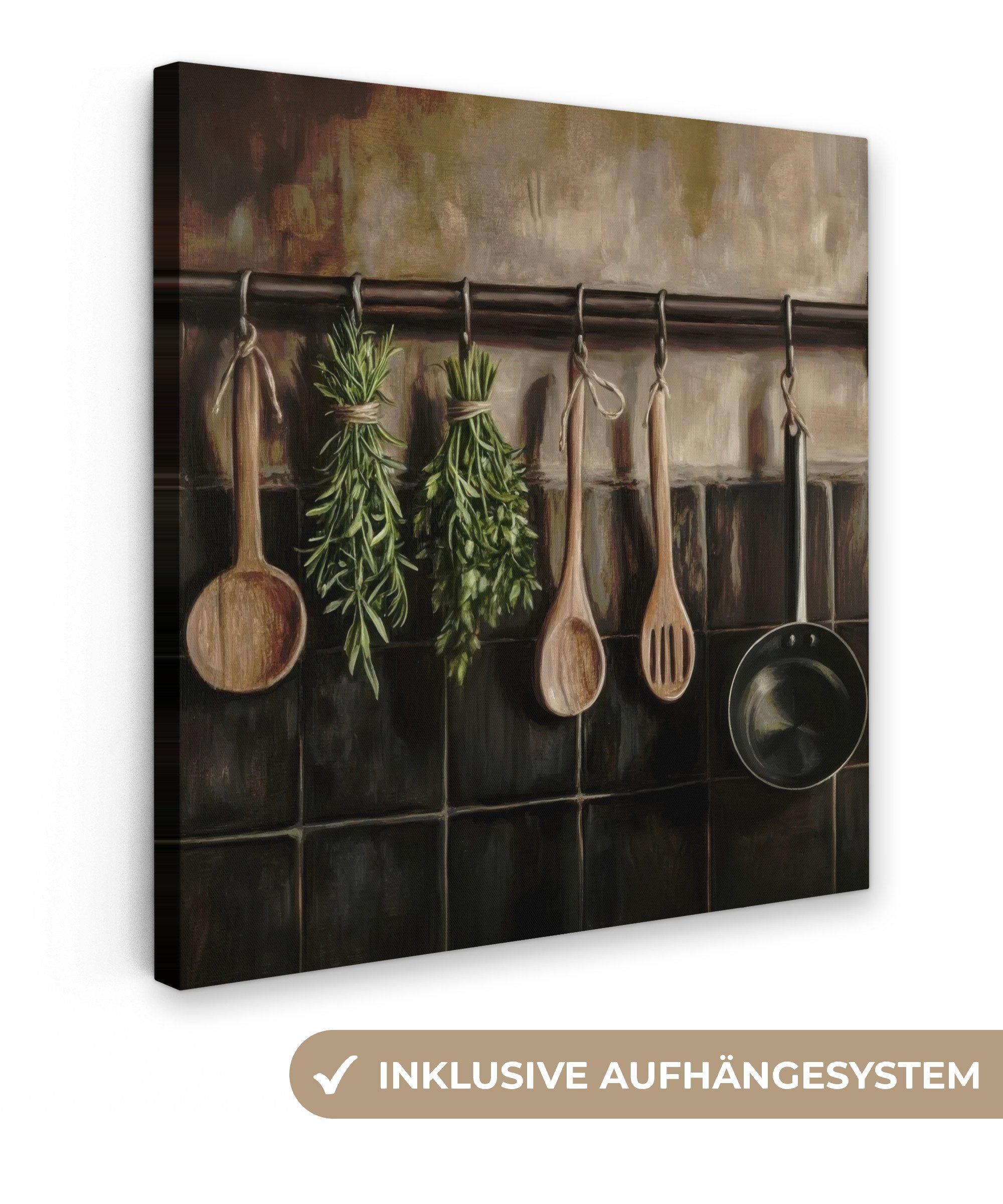 OneMillionCanvasses® Leinwandbild Küchenutensilien - Rustikal - günstig online kaufen
