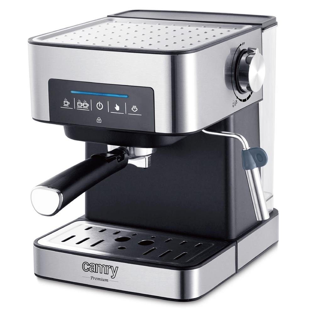 Camry Siebträgermaschine 15 Abschaltautomatik CR Espressomaschine, und Espresso Druck-Kaffeemaschine, Cappuccino, Milchaufschäumer, Kaffee, bar, Dampferzeugung, 4410, für