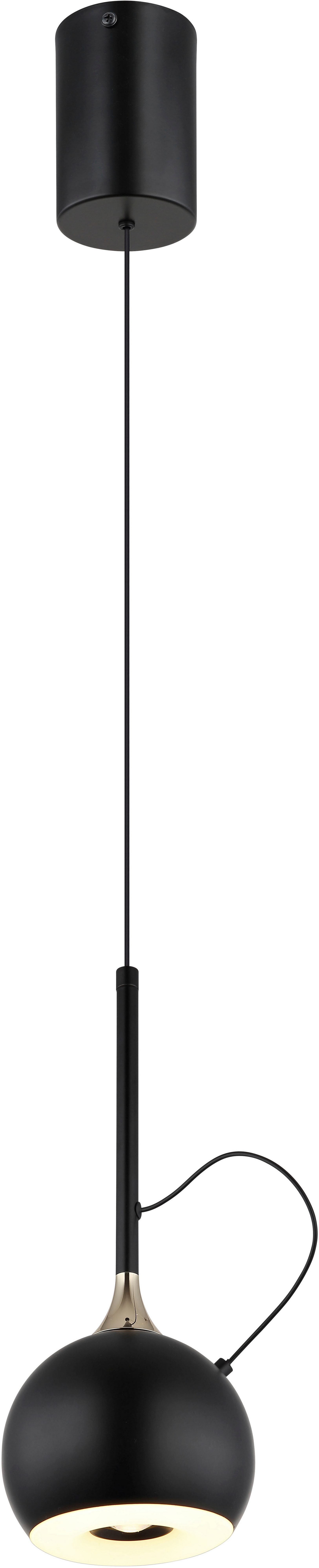 GLOBO LIGHTING Hängeleuchte DONOVAN, LED fest integriert, Warmweiß, Hängeleuchte Schwarz/Gold, Silikon opal, dimmbar, LED 10W