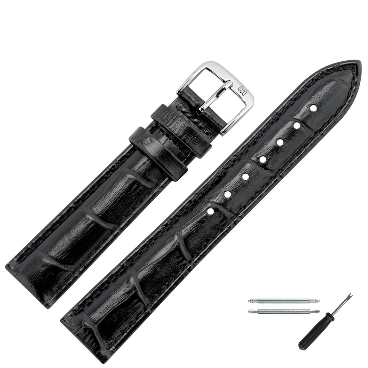 MARBURGER Uhrenarmband 14mm Leder Alligator Prägung günstig online kaufen