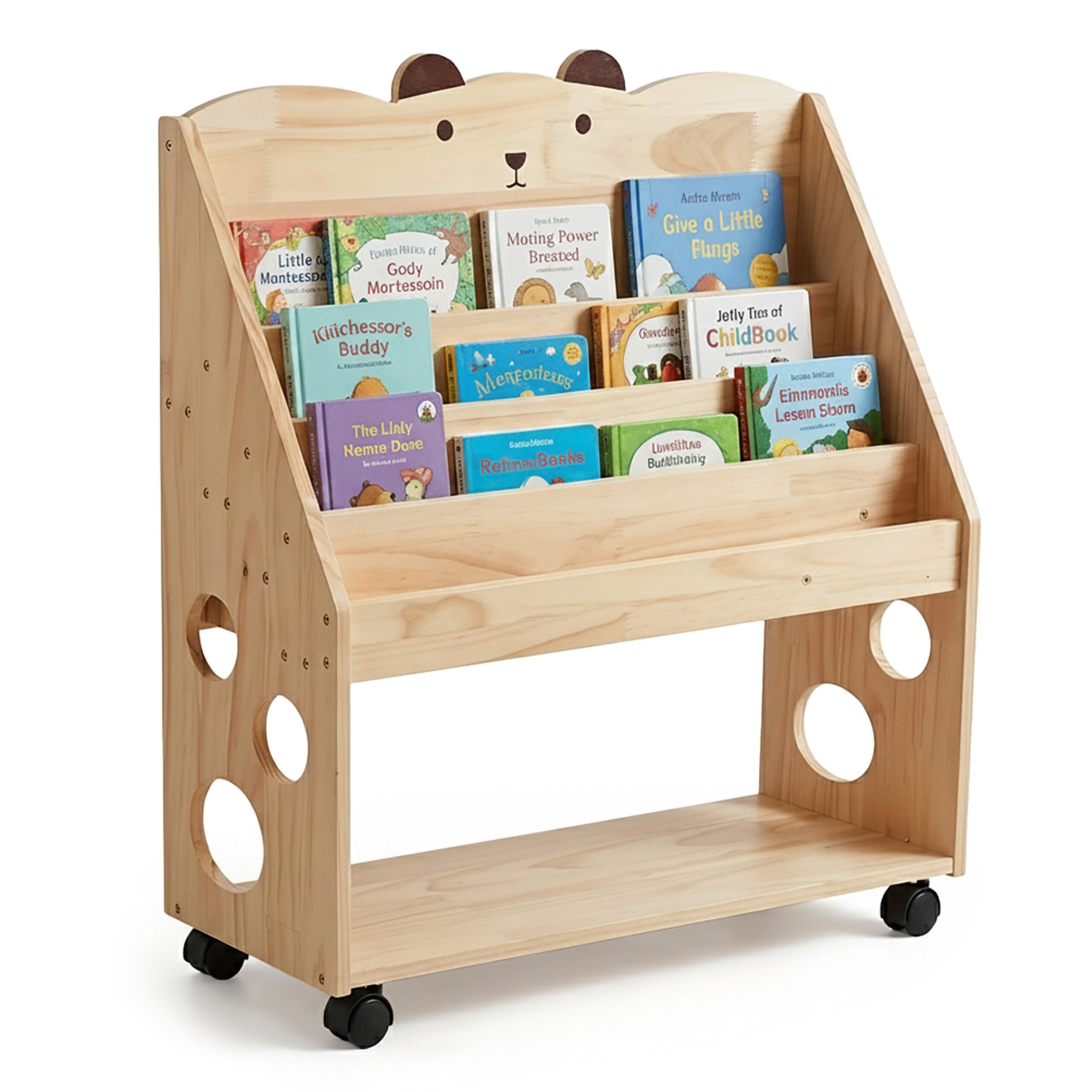 relaxdays Kinderregal Bücherregal Kinder mit Rollen, 1-tlg.
