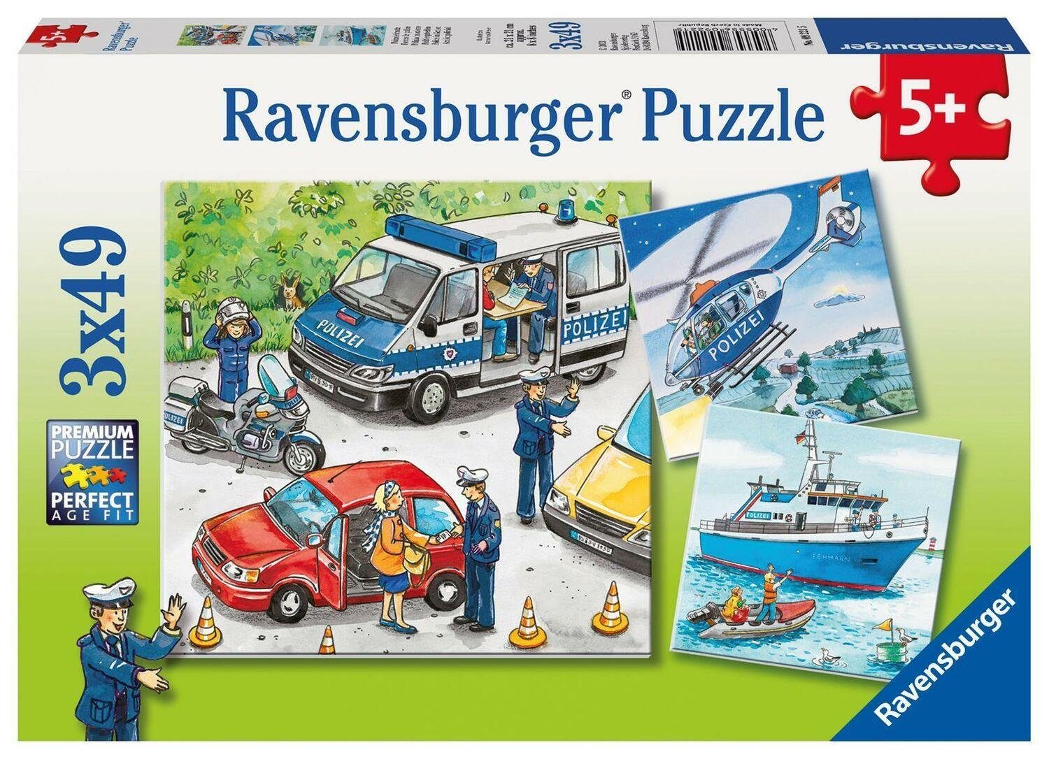 Puzzleteile Ravensburger Polizeieinsatz, Puzzle Ravensburger 49 Puzzle.