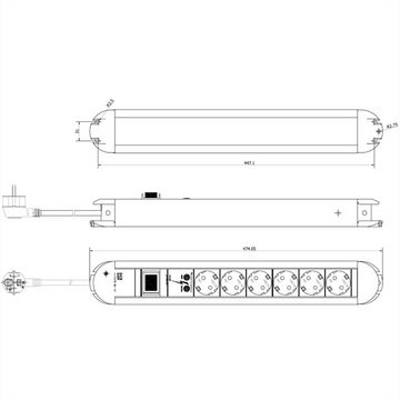 Bachmann PRIMO Steckdosenleiste Steckdosenleiste (Kabellänge 1.75 m), 6x Schutzkontakt, Überspannungsschutz, Aluminium, Schalter