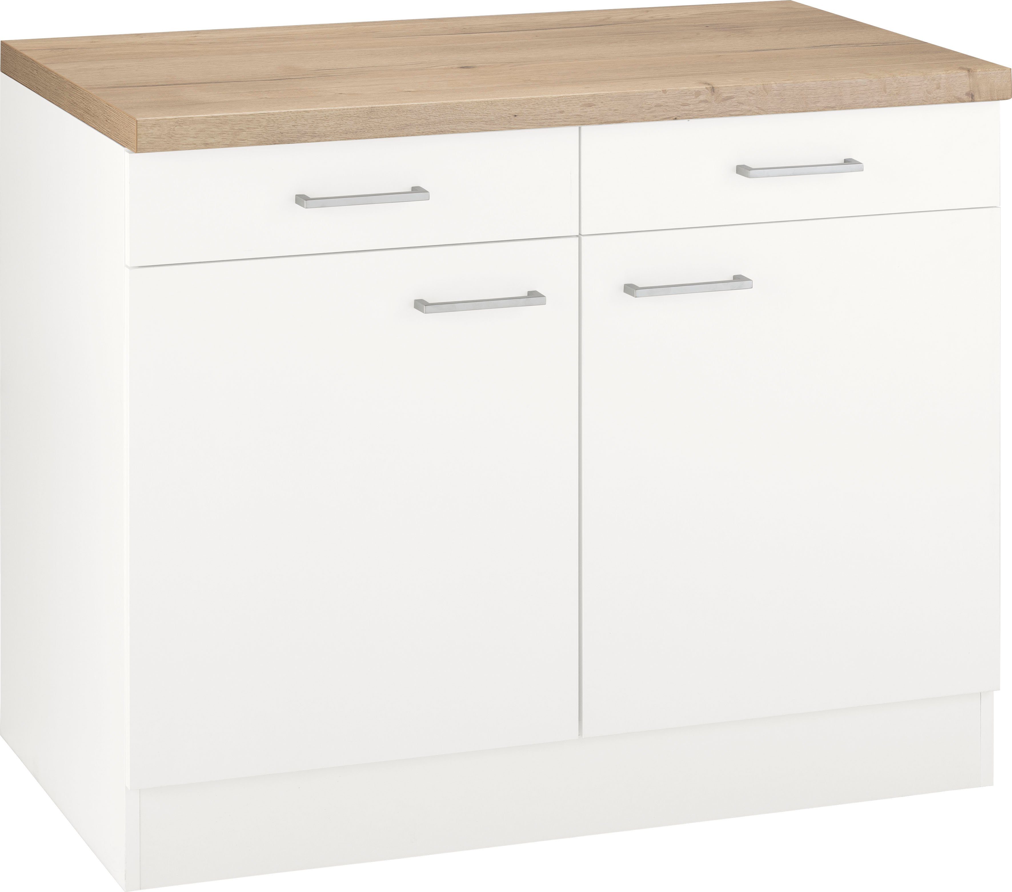 OPTIFIT Unterschrank 2 Breite Arbeitsplatte weiß 2 Türen mm und 100 weiß cm, 38 mit Schubkästen, Iver 