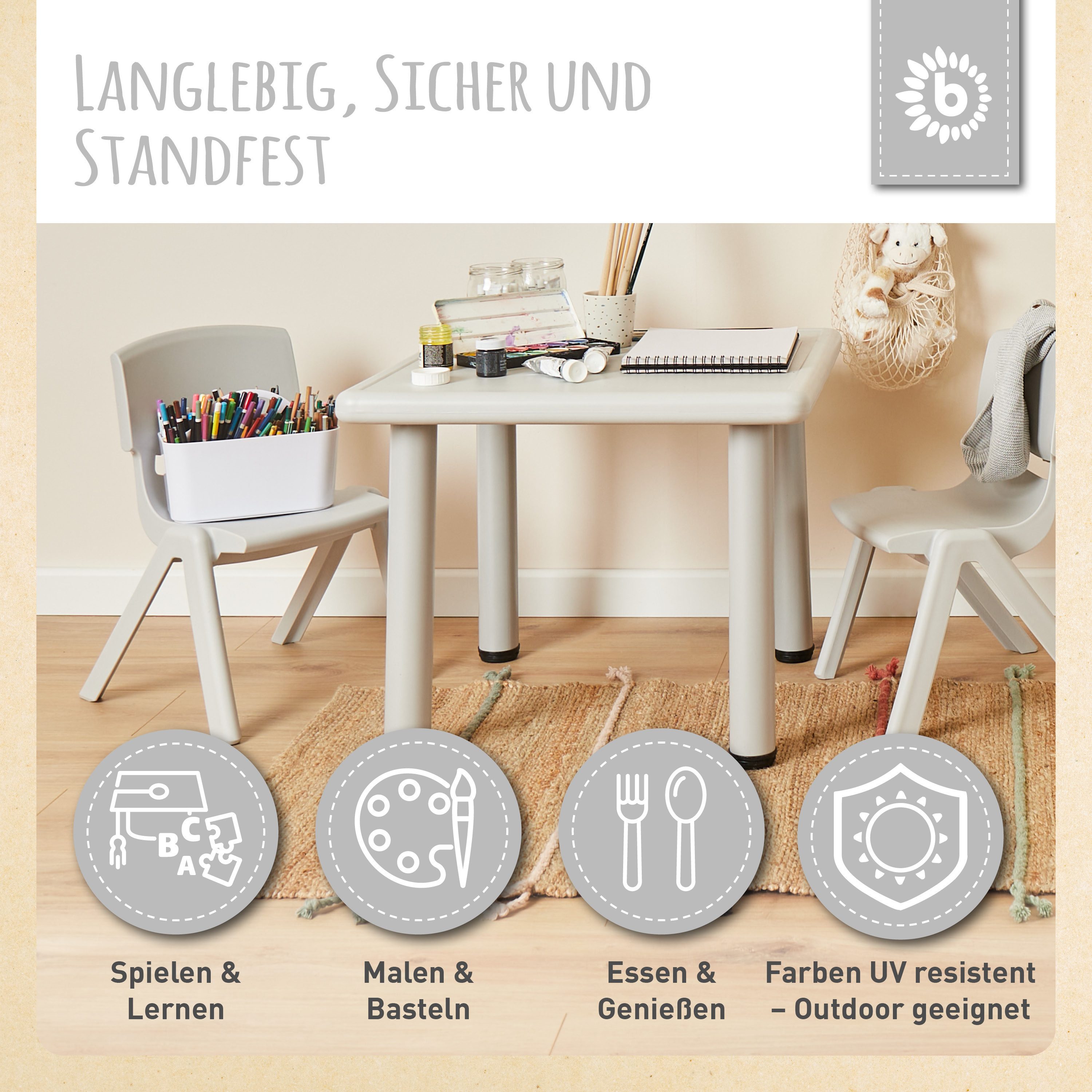 BIECO Stuhl Bieco Kinderstuhl bis 80kg Stapelbar, Kippsicher Kinder Stuhl – Bild 5 von 5