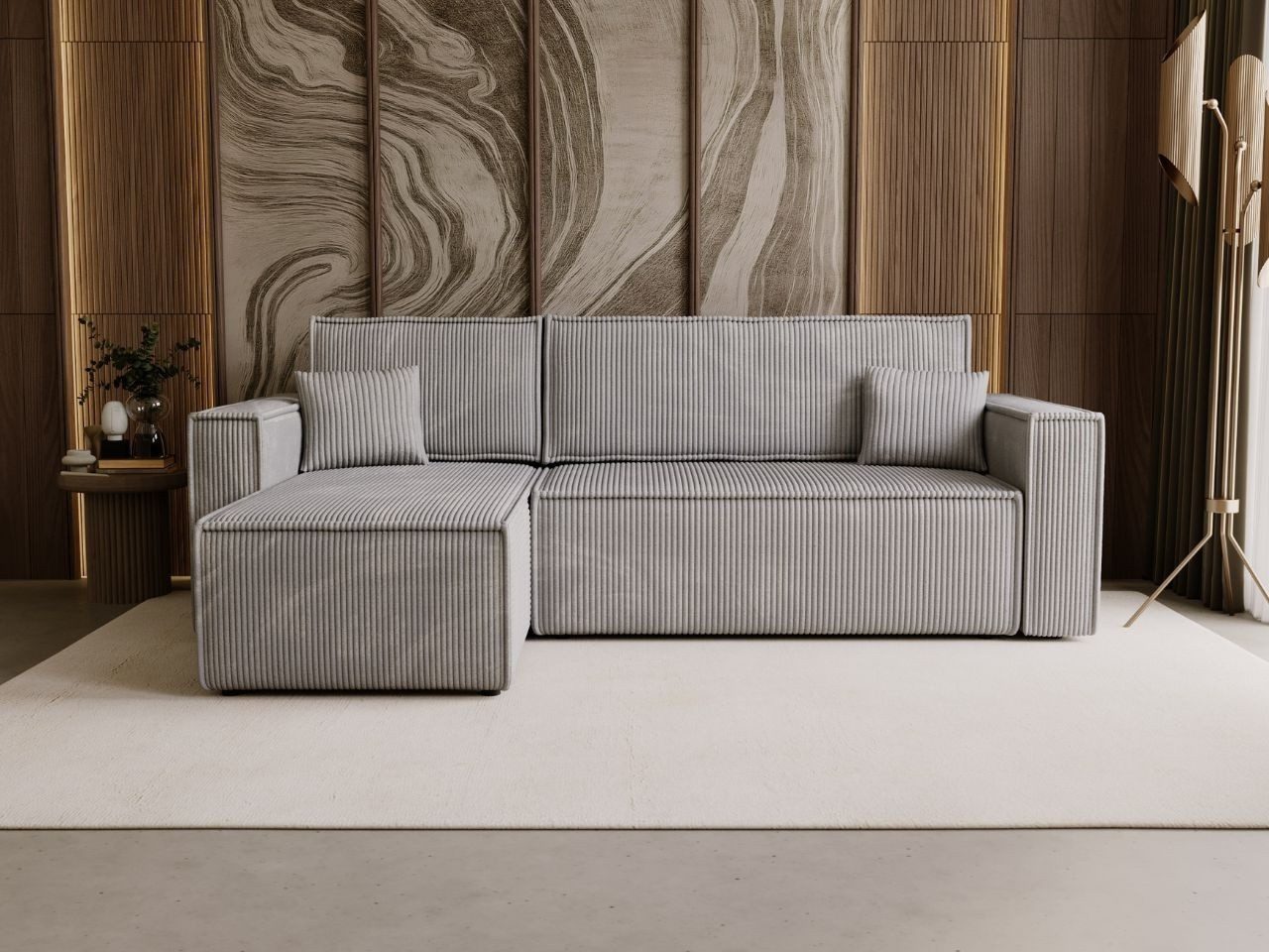 GrainGold Ecksofa L-Form Prato L, Set, Schlaffunktion, Bettkasten, DL-Mechanismus, Wellenfederkern