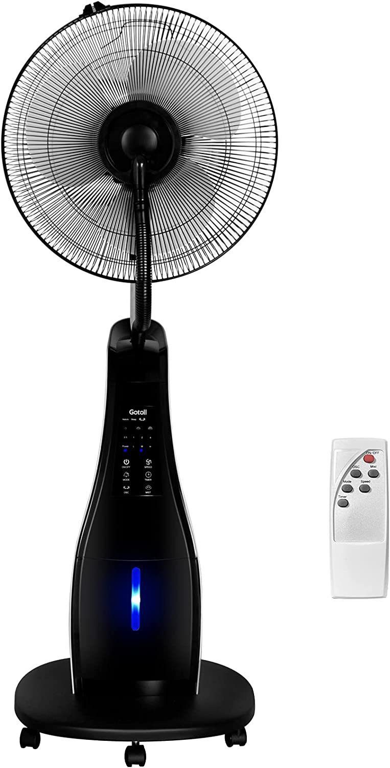 Gotoll Standventilator GL1607R, Wasserkühlung Wassertank Timer Luftbefeuchter Nebelfunktion