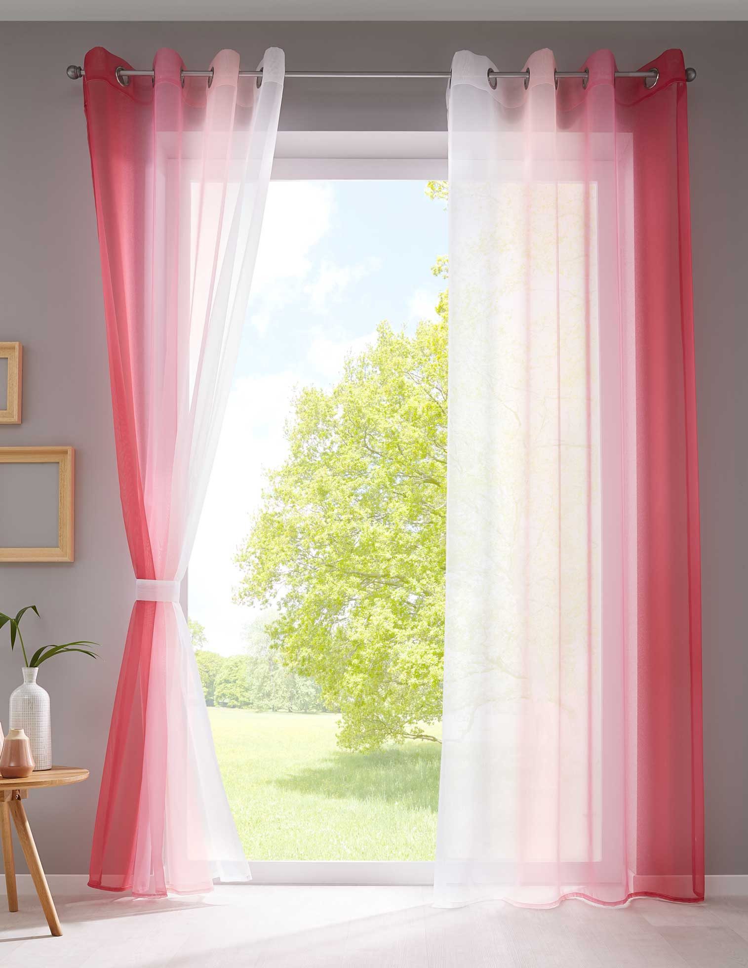 Gardinenbox Gardine (2 St), Ösen, transparent, Voile, Farbverlauf Vertikal »Modena« Voile Raffhalter 10000183