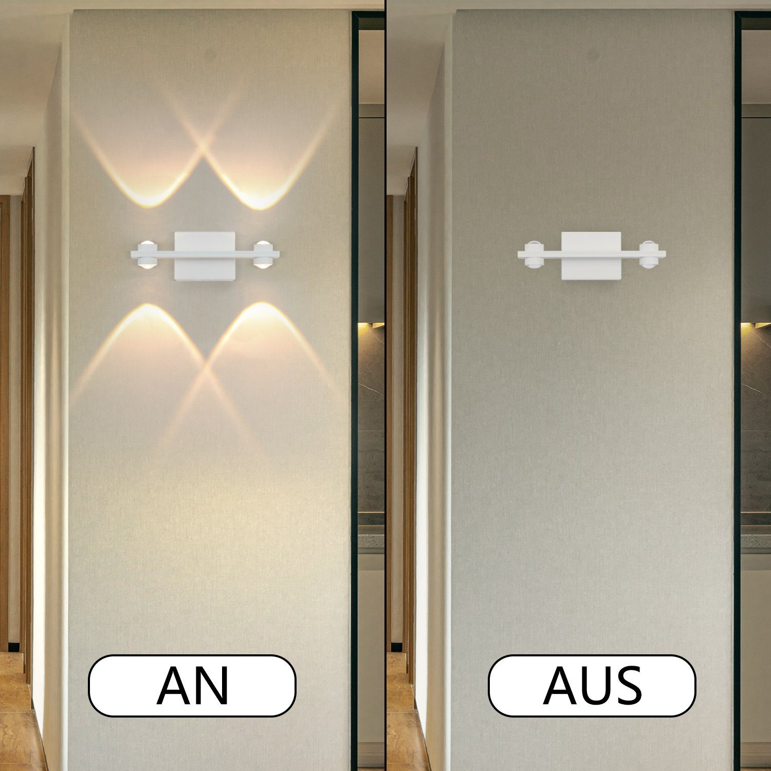 ZMH LED Wandleuchte innen Wohnzimmer Weiß Wandlampe Warmweiss 3000K, Wandbeleuchtung Modern
