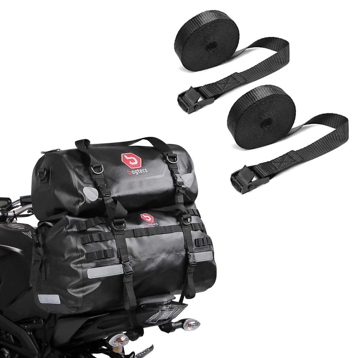 Bagtecs Reisetasche Set: Hecktasche Set XB50 + XF30 Volumen 80L Drybag Wasserdicht + Spann