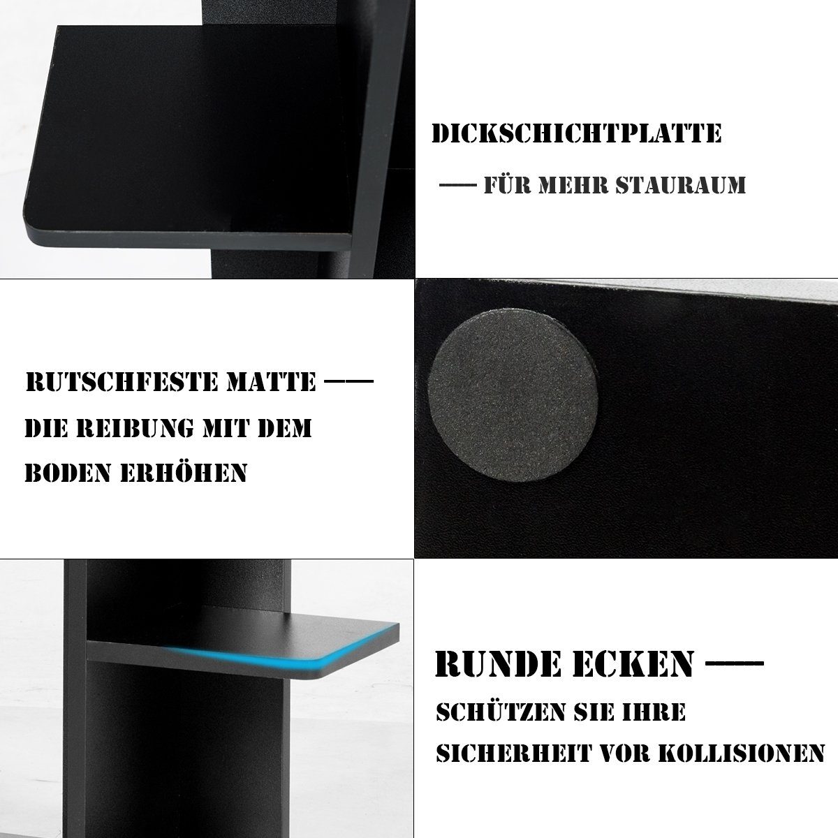 Schwarz COSTWAY Ablagen, Bücherregal Baumform, 141,5 mit 7 cm Standregal