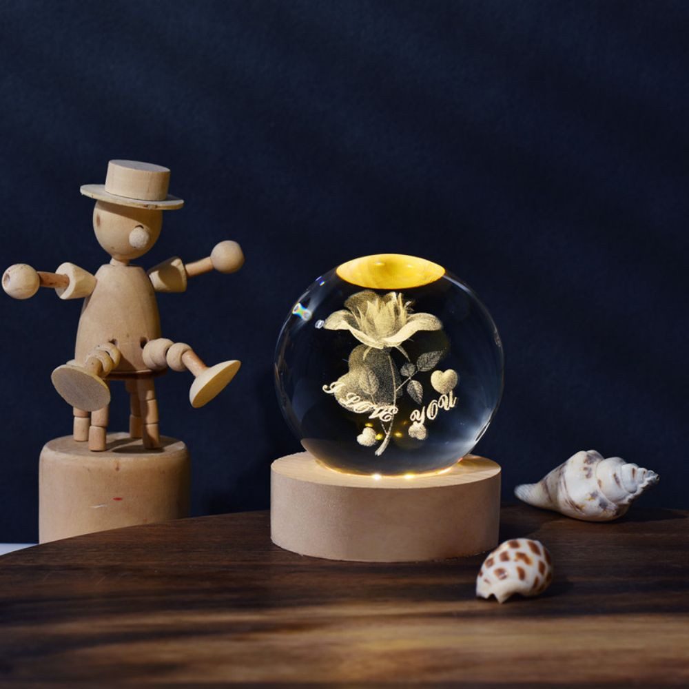 PRIISF LED Dekolicht Rose Blume Nachtlicht Kristallkugel Ewige Rosen Valent günstig online kaufen