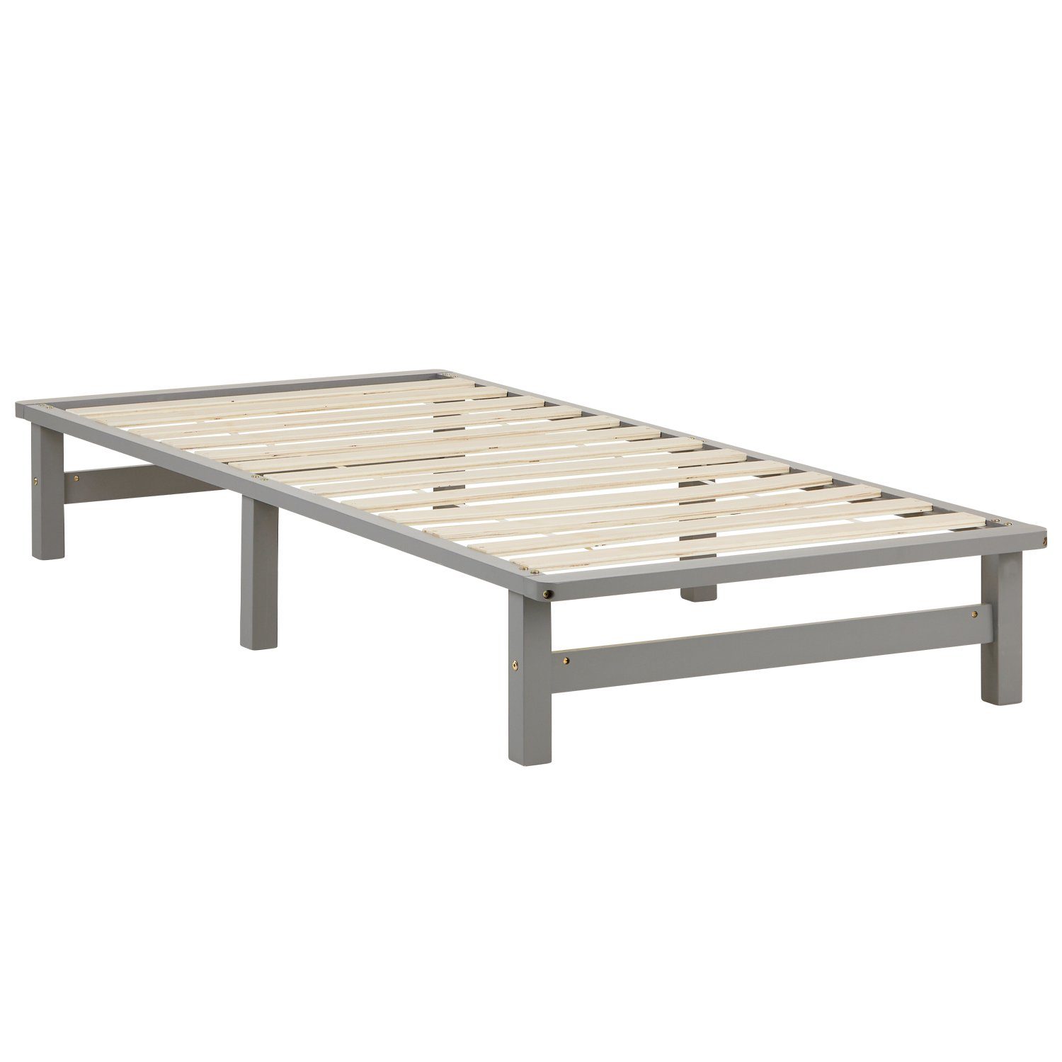 Homestyle4u Holzbett Palettenbett Massivholzbett Futonbett Natur Weiß Grau 90/140x200 cm