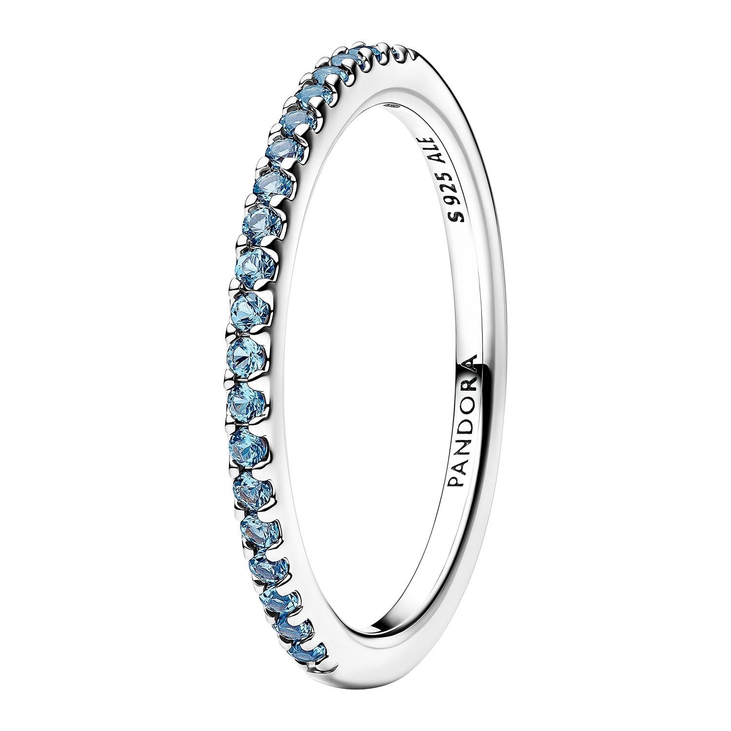 Silberring Damen-Ring Silber Funkelndes Blau Halber Ewigkeits-