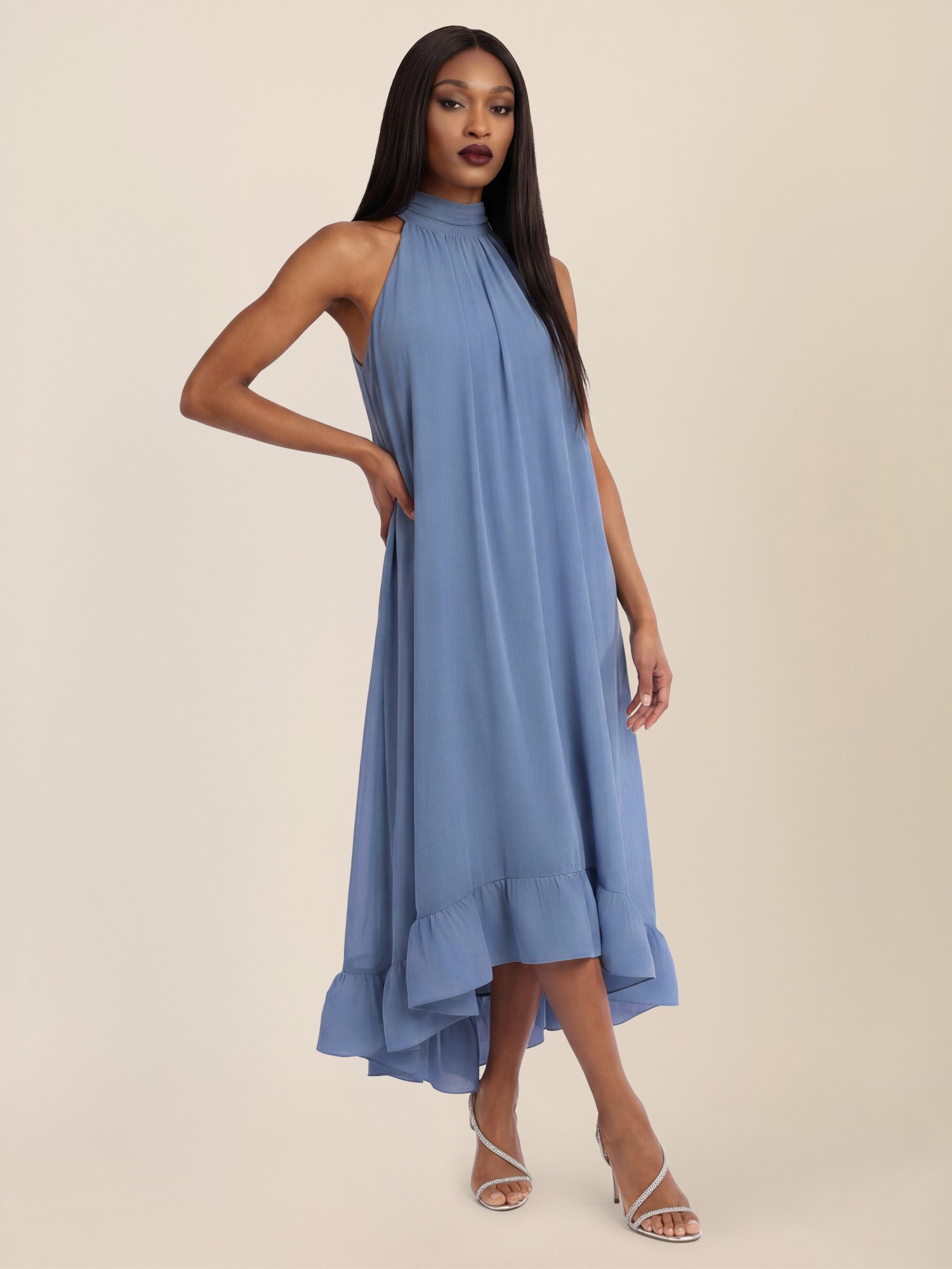 Apart Chiffonkleid mit Volantsaum
