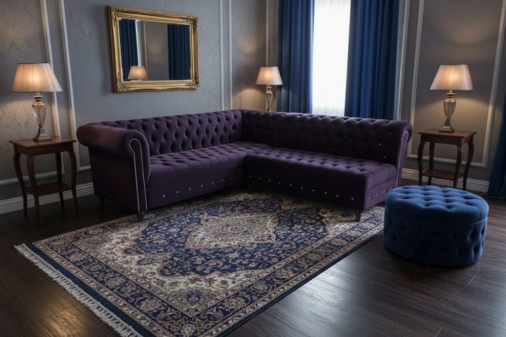 JVmoebel Chesterfield-Sofa Luxus Ecksofa in edlem Stoff mit stilvollem Design, 2 Teile, Made in Europa