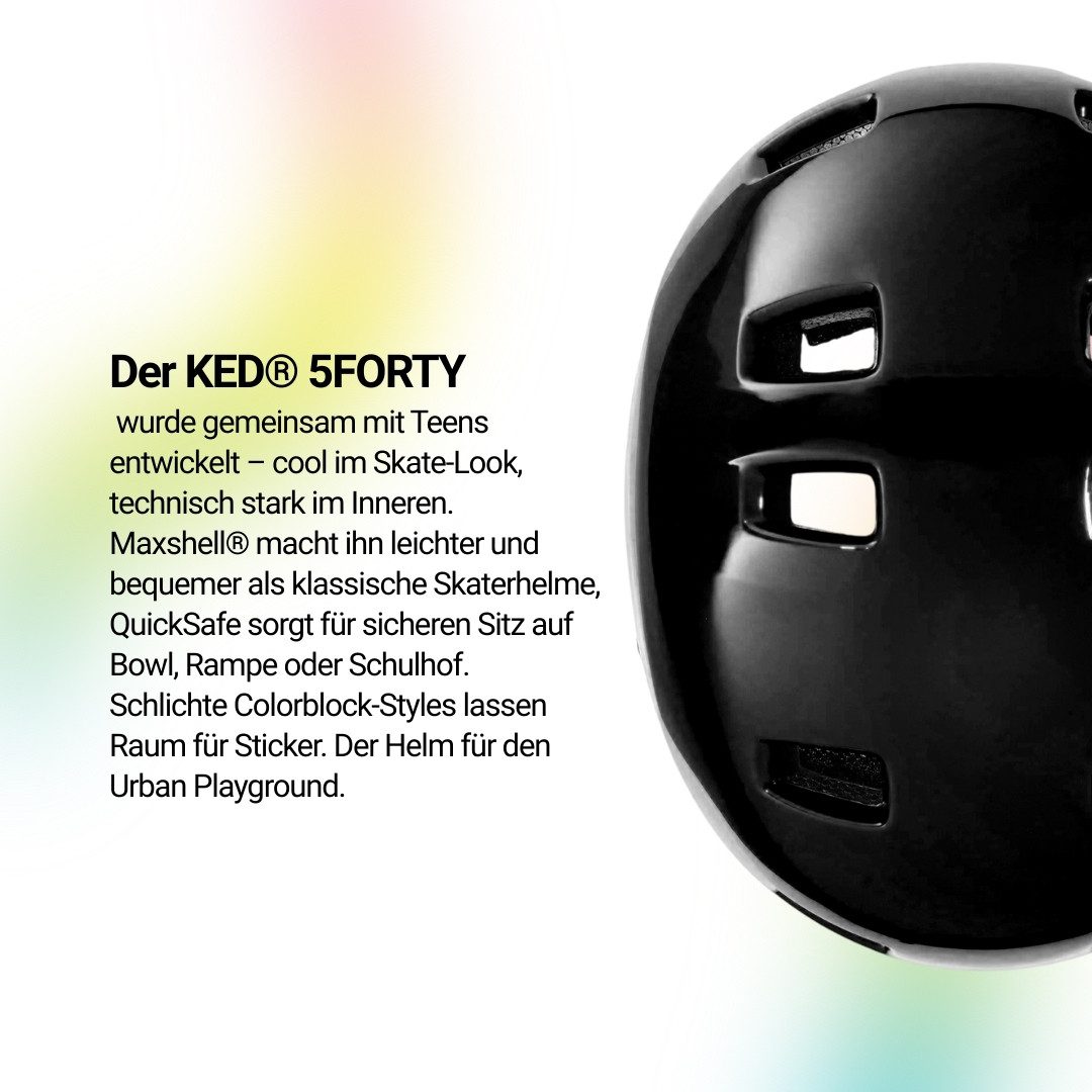 KED Kinderhelm 5Forty Jugend Helm, Skate-Bike-Helm Mit QUICKSAFE Verstellsystem