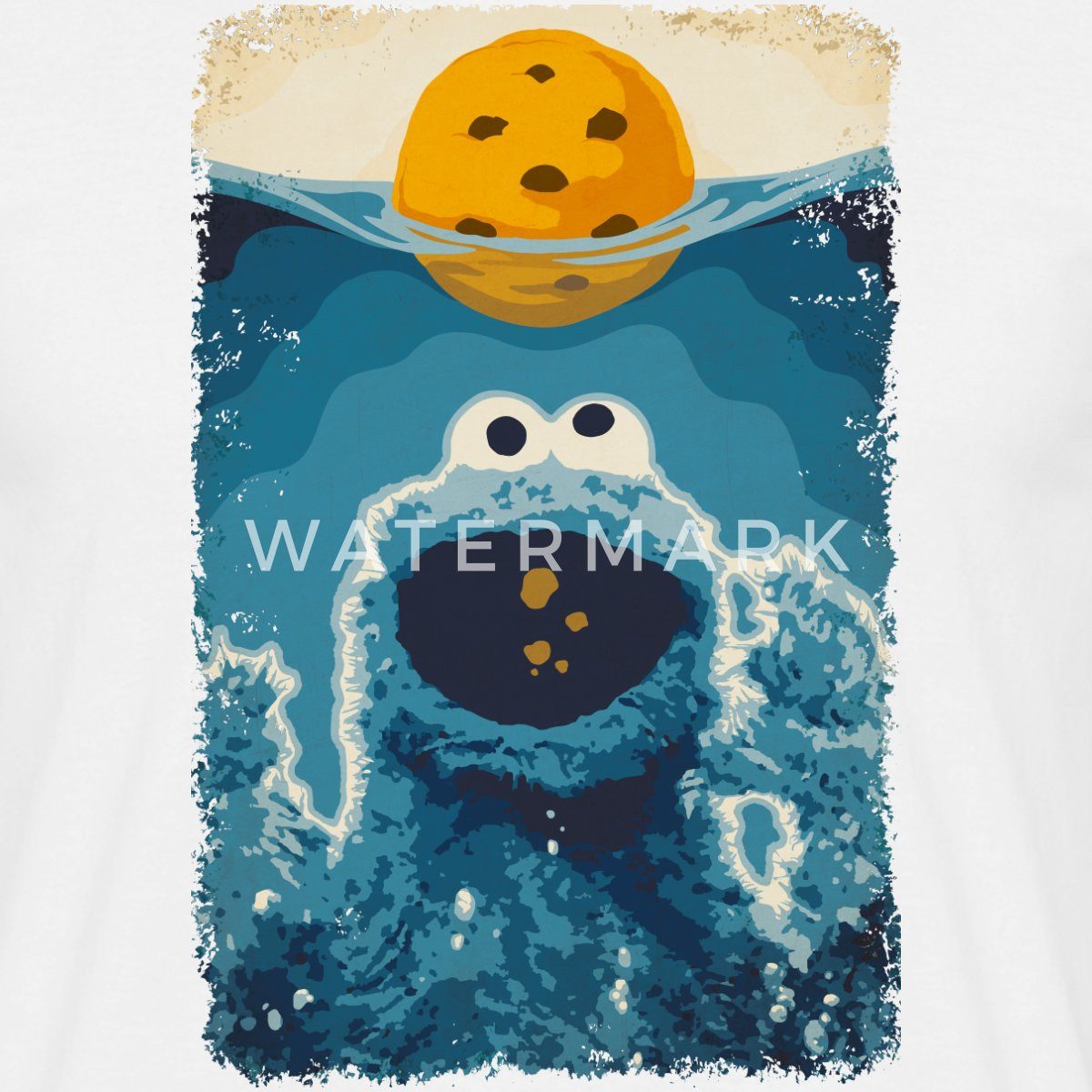 Spreadshirt T-Shirt Sesamstraße Krümelmonster Hai Männer T-Shirt (1-tlg)