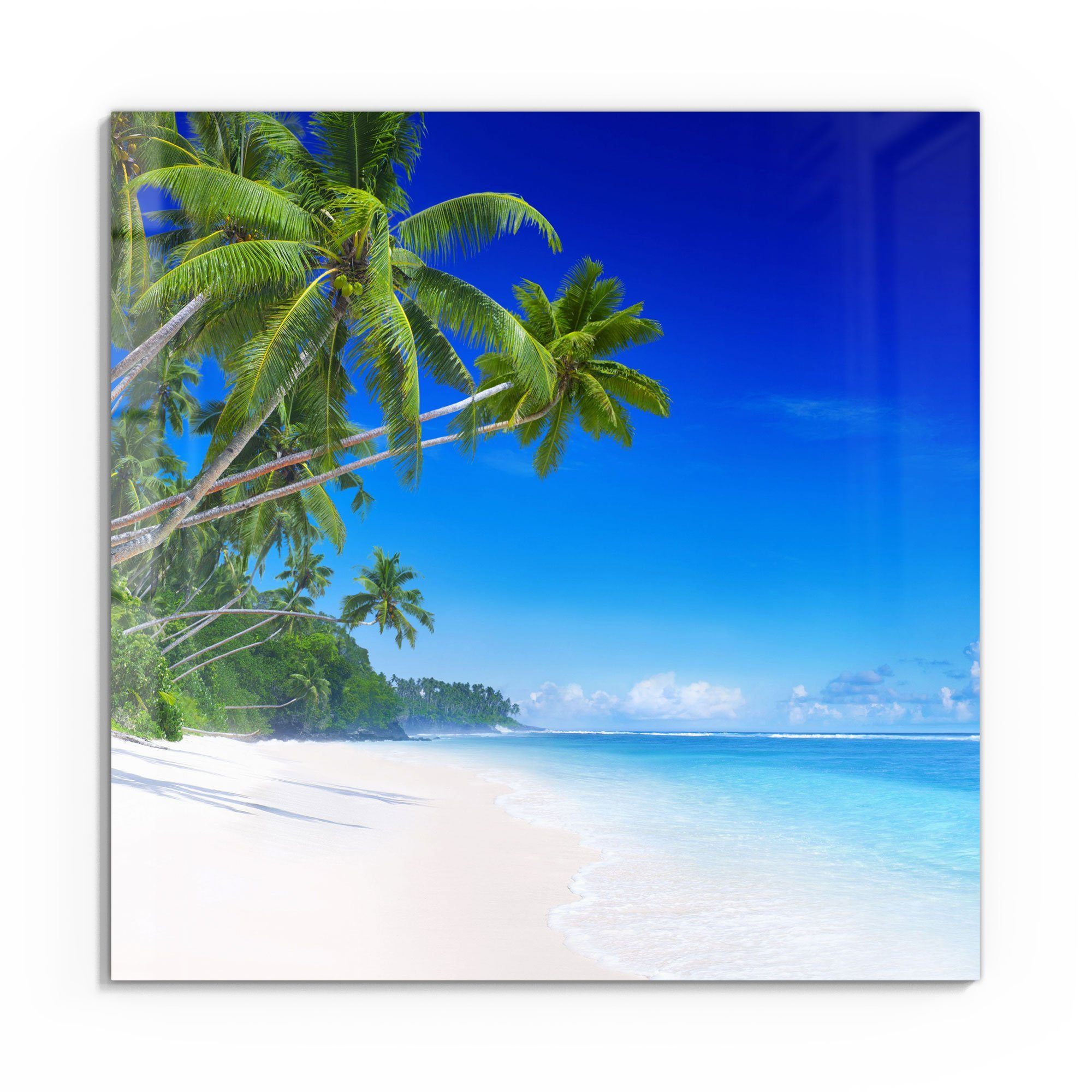 DEQORI Glasbild 'Palmen am Sandstrand', 'Palmen günstig online kaufen