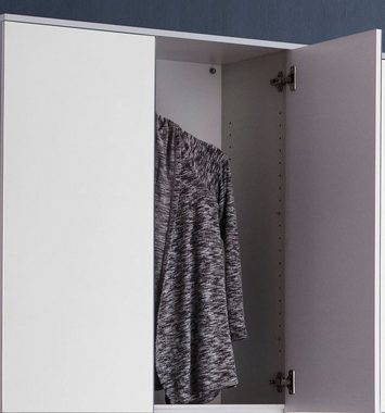 Furn.Design Garderobenschrank Reflect (Garderobe und Schuhschrank in weiß, 74 x 191 cm) variable Inneneinteilung