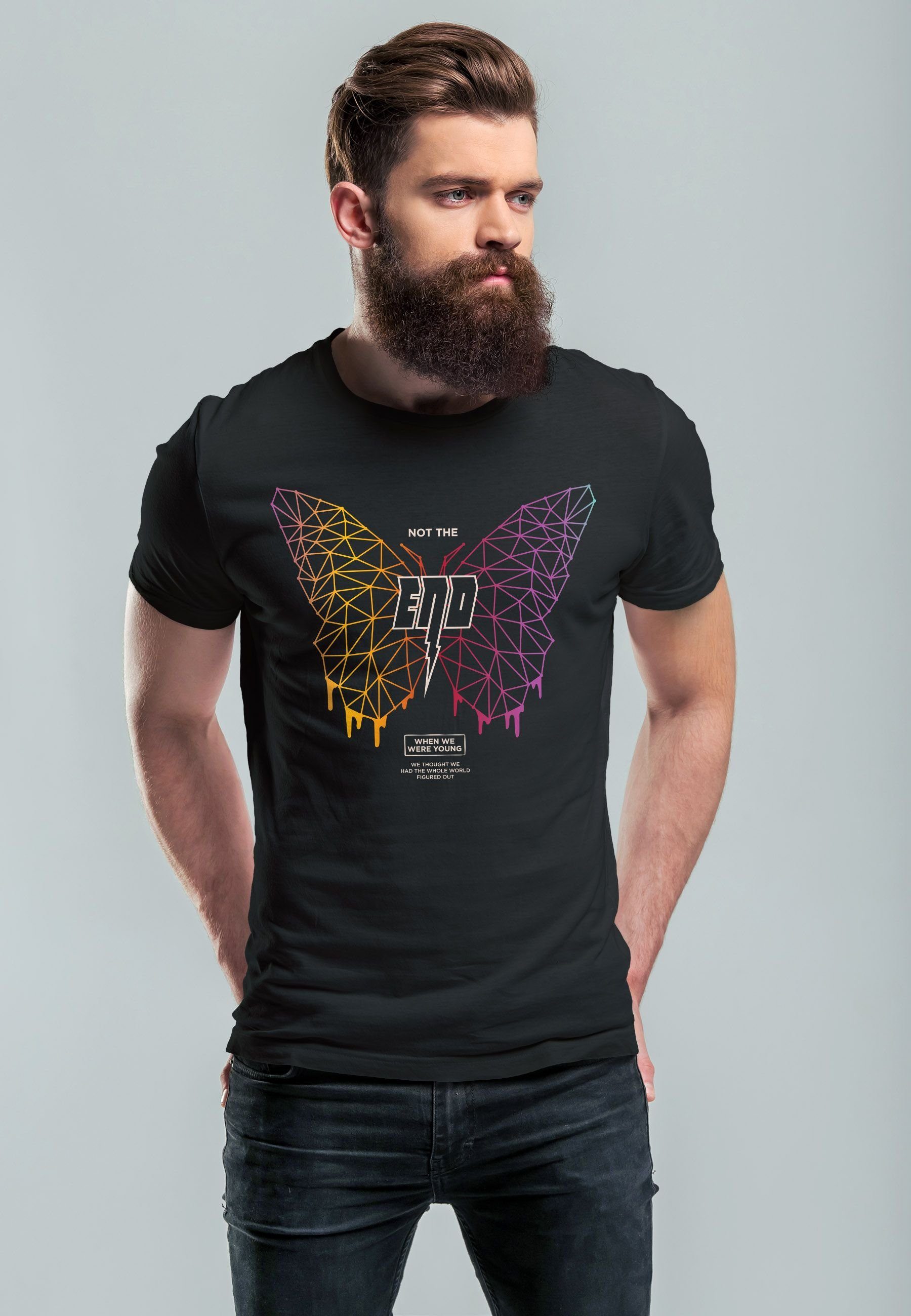 Neverless Print-Shirt Herren T-Shirt Schmetterling Geometric günstig online kaufen