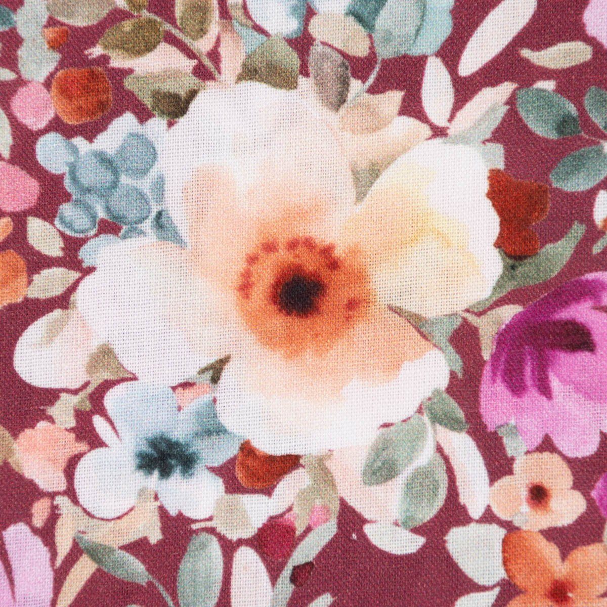 SCHÖNER LEBEN. Stoff Baumwollstoff Meterware Popeline Digitaldruck Blumen rot bunt 140cm, allergikergeeignet