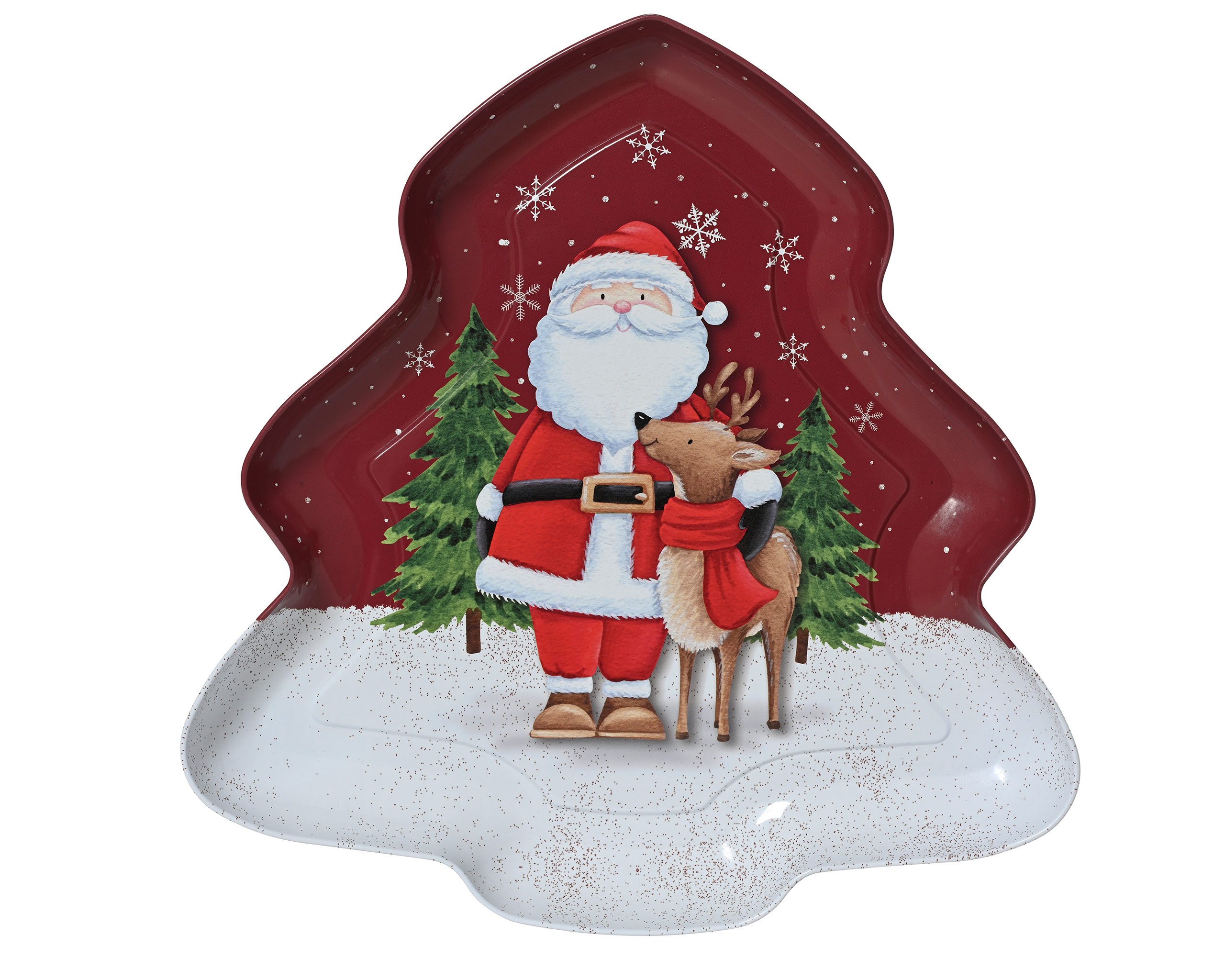 Kaemingk Dekoteller, Dekoteller in Tannenbaumform 25x25,9cm Metall Rot / We günstig online kaufen