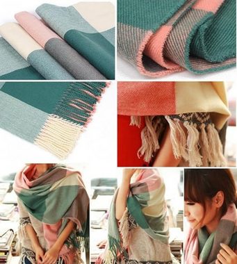 Coonoor Modeschal Karierter Damen Schal mit Fransen, im Oversize Look,für Herbst Winter, ideal für Herbst Winter
