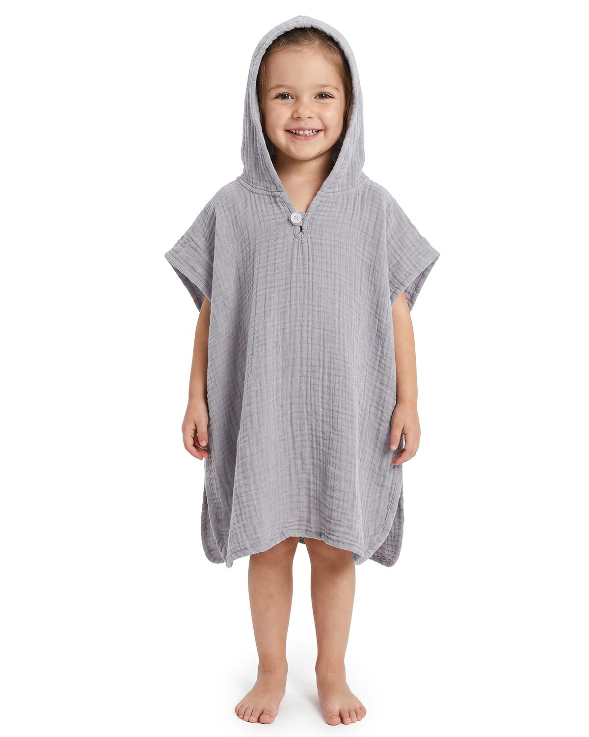 Laynenburg Badeponcho Musselin für Kinder mit Kapuze - Poncho aus 100% Baumwolle, als strandponcho, surf Handtuch poncho für Baby, Mädchen & Jungen