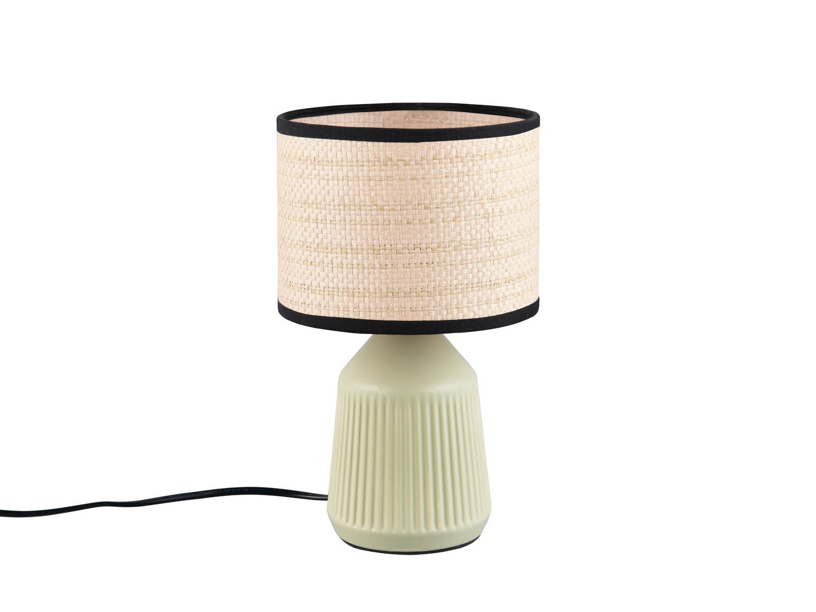 Reality Leuchten LED Nachttischlampe Keramik, Papier geflochten, Höhe 26,5cm, Leuchtmittel dimmbar, LED wechselbar, Warmweiß, klein-e Landhaus-Stil Tischlampe mit Keramik-Fuß & Lampenschirm Natur