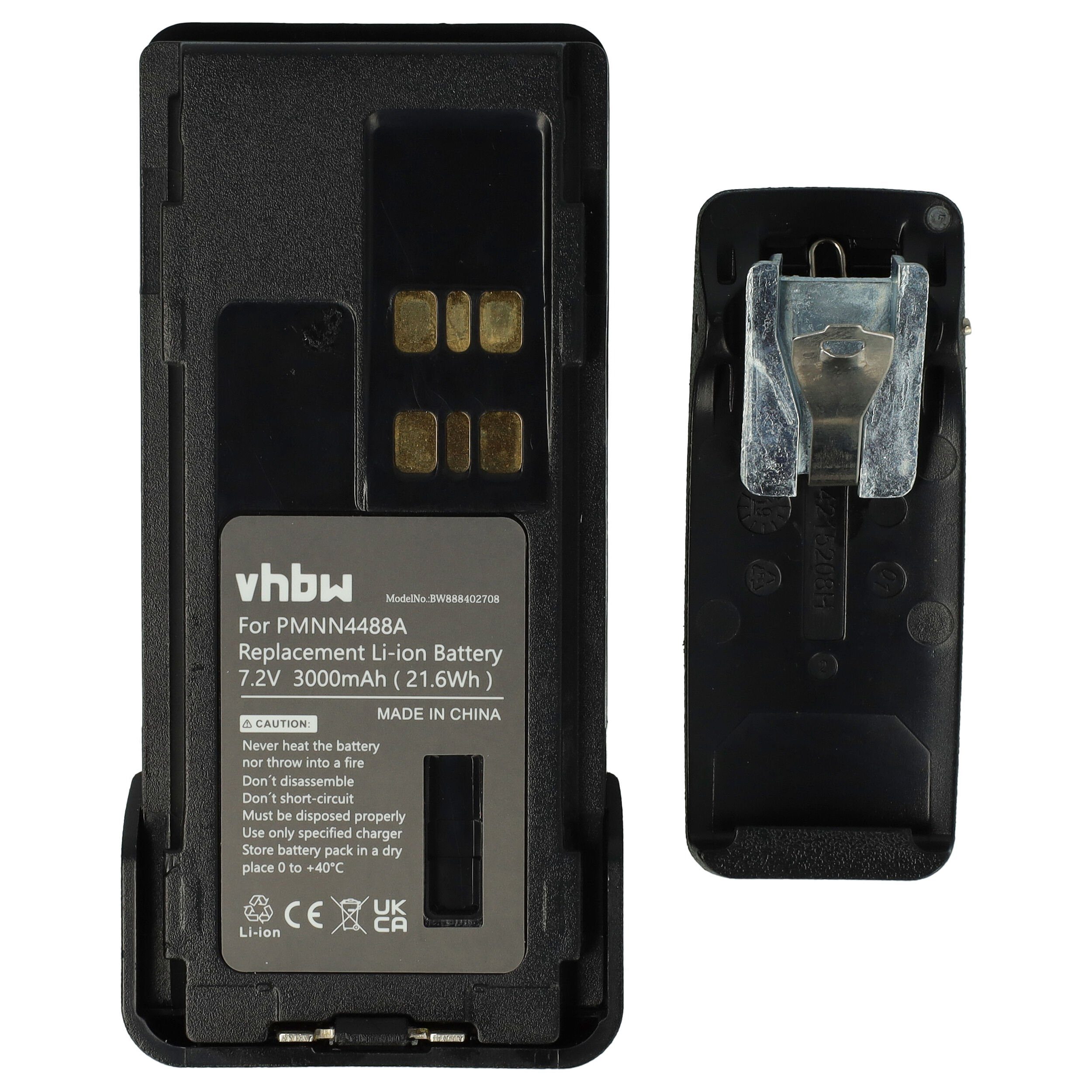 vhbw kompatibel mit Motorola XIR P6620, XiR P8660, XiR P8600, XiR P8620 Akku Li-Ion 3000 mAh (7,2 V)