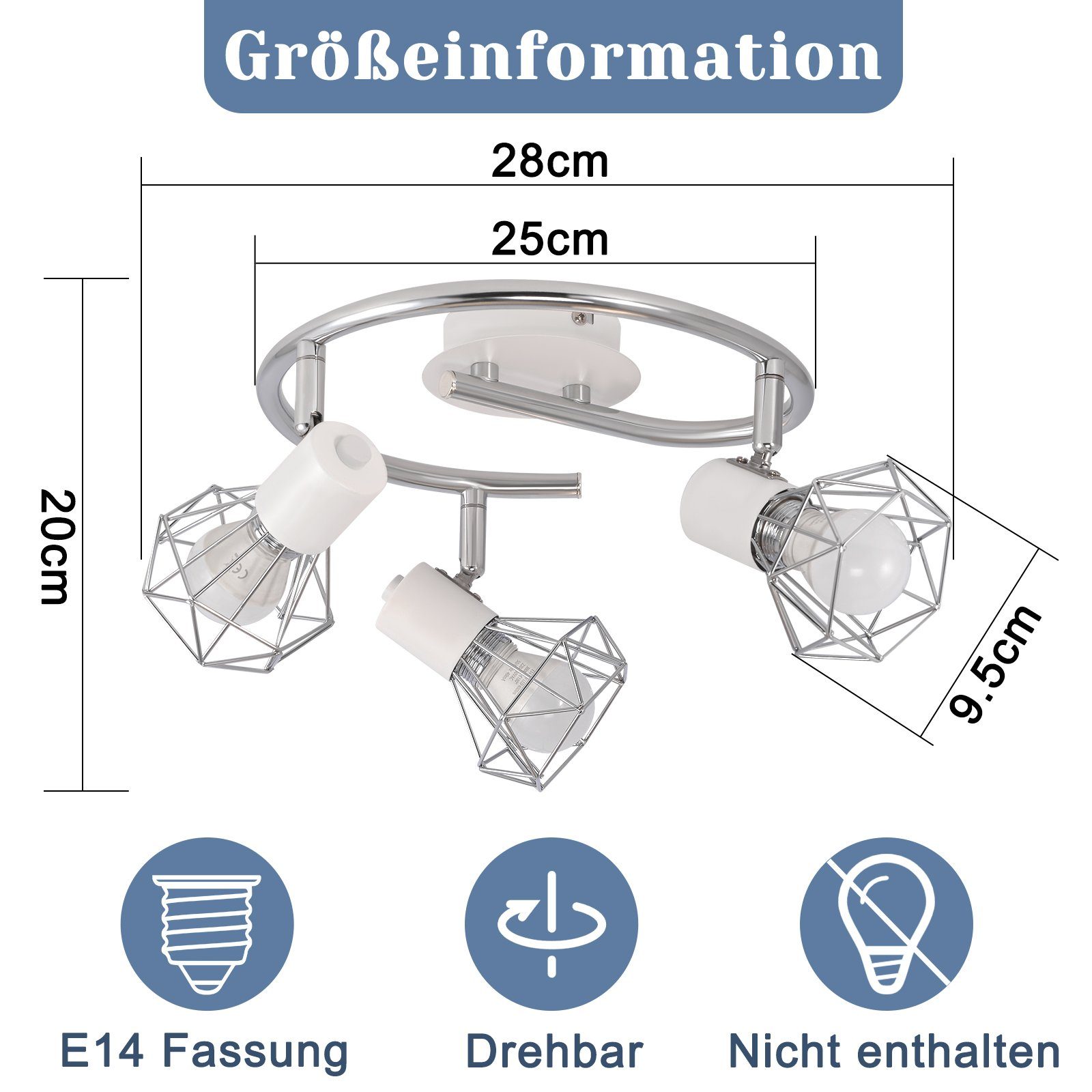 Nettlife Deckenstrahler 1/2/3 Flammig Retro Weiß günstig online kaufen