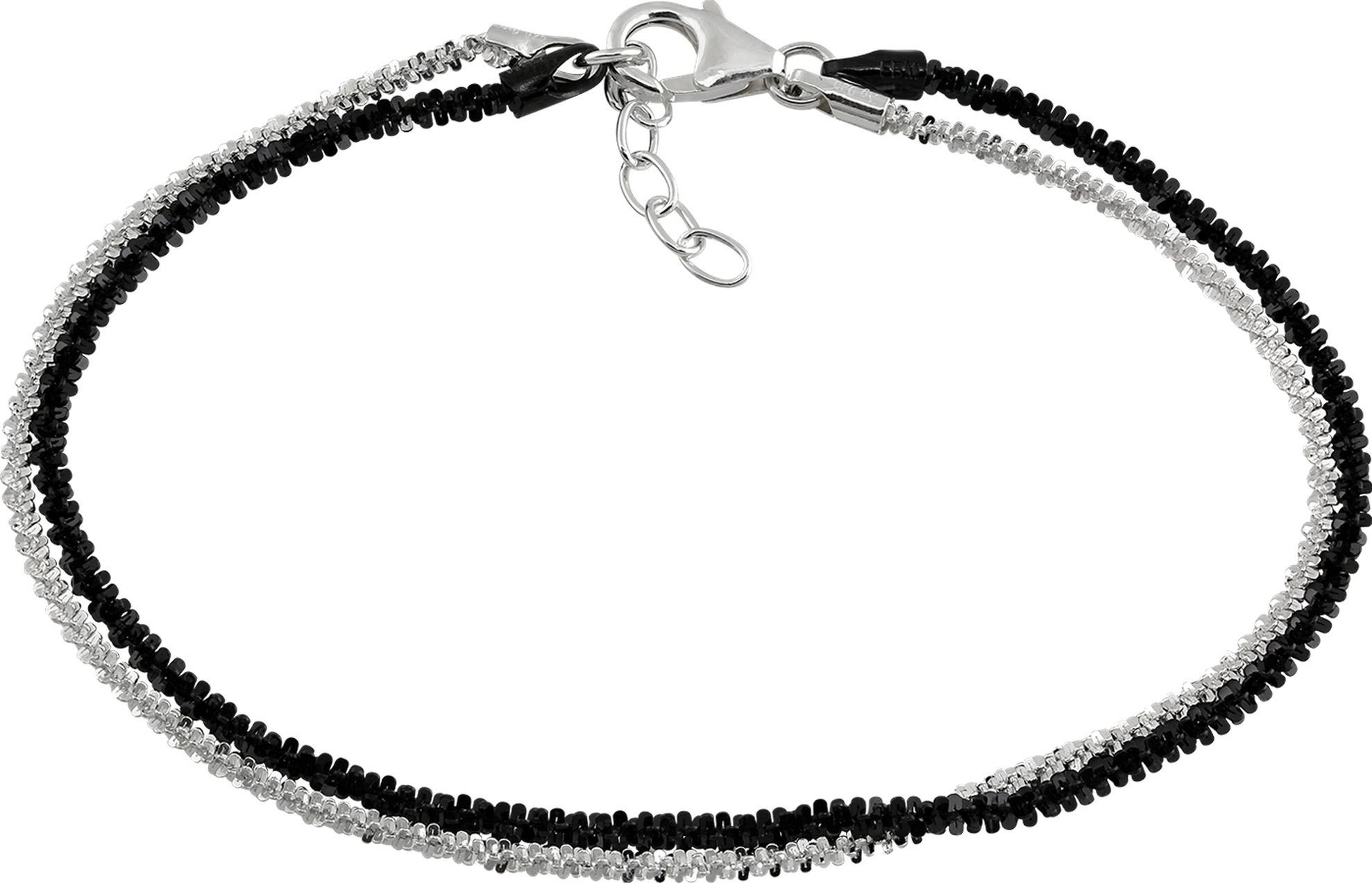 SilberDream Silberarmband SilberDream Armschmuck 19cm schwarz (Armband), Damen Armband (gedreht) ca. 19cm, 925 Sterling Silber, Farbe: silber