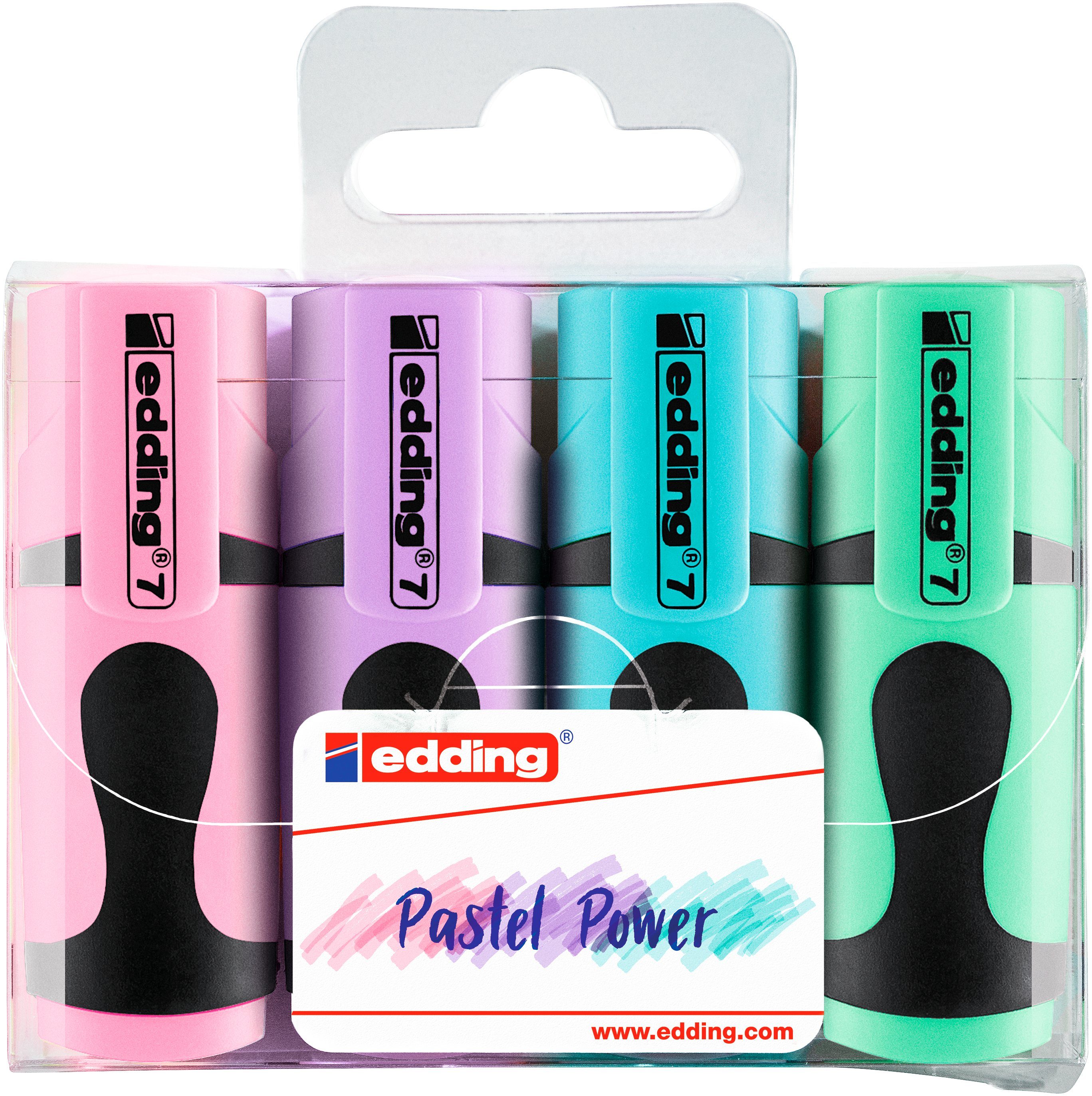 edding Marker Mini-Textmarker 7 Pastel Power, 4er-Set