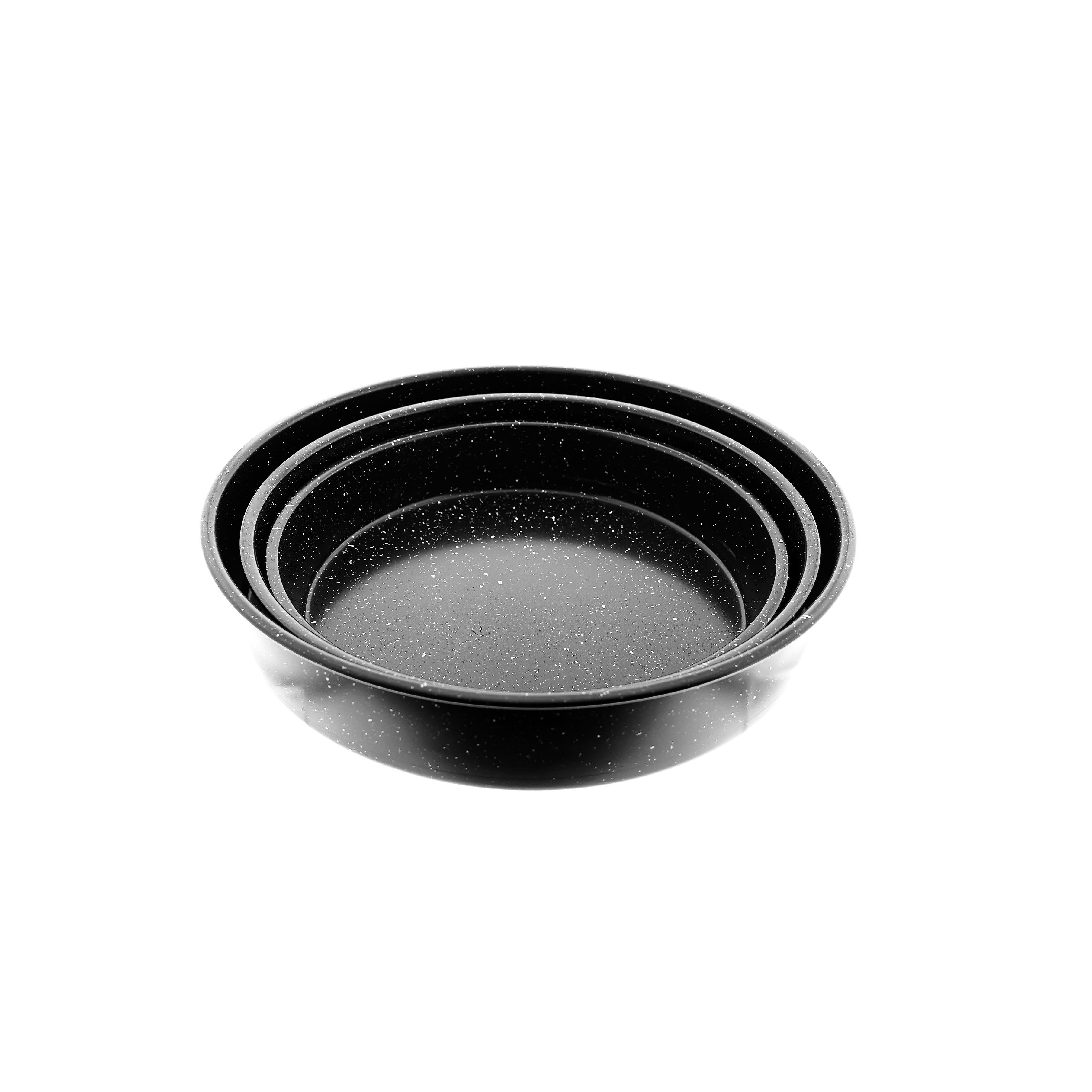 Backblech 3er Set in Schwarz Backofenblech Tepsi aus Granit Ø28/Ø32/Ø36 cm