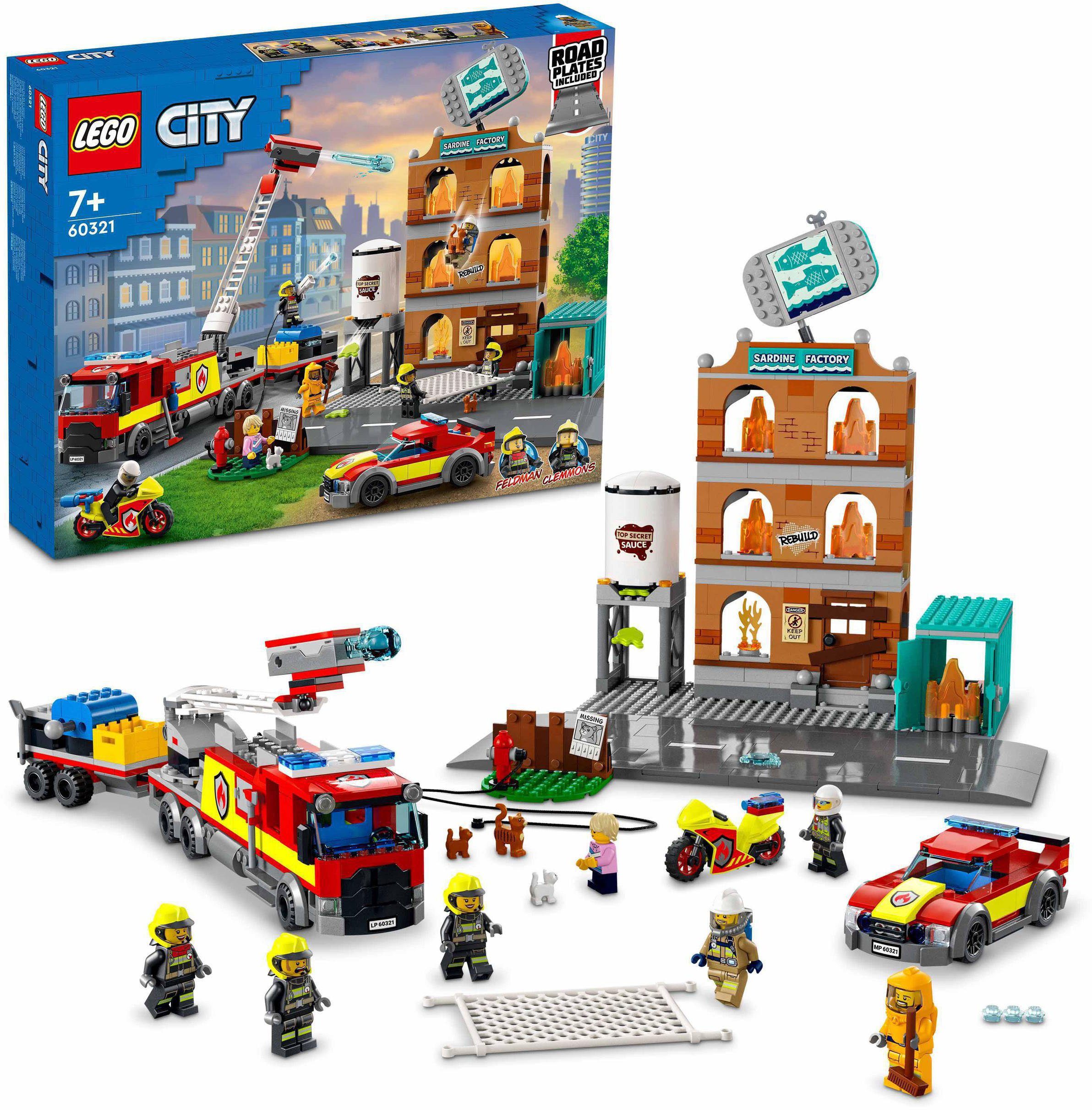 LEGO® Konstruktionsspielsteine Feuerwehreinsatz mit Löschtruppe (60321),  LEGO® City, (766 St)