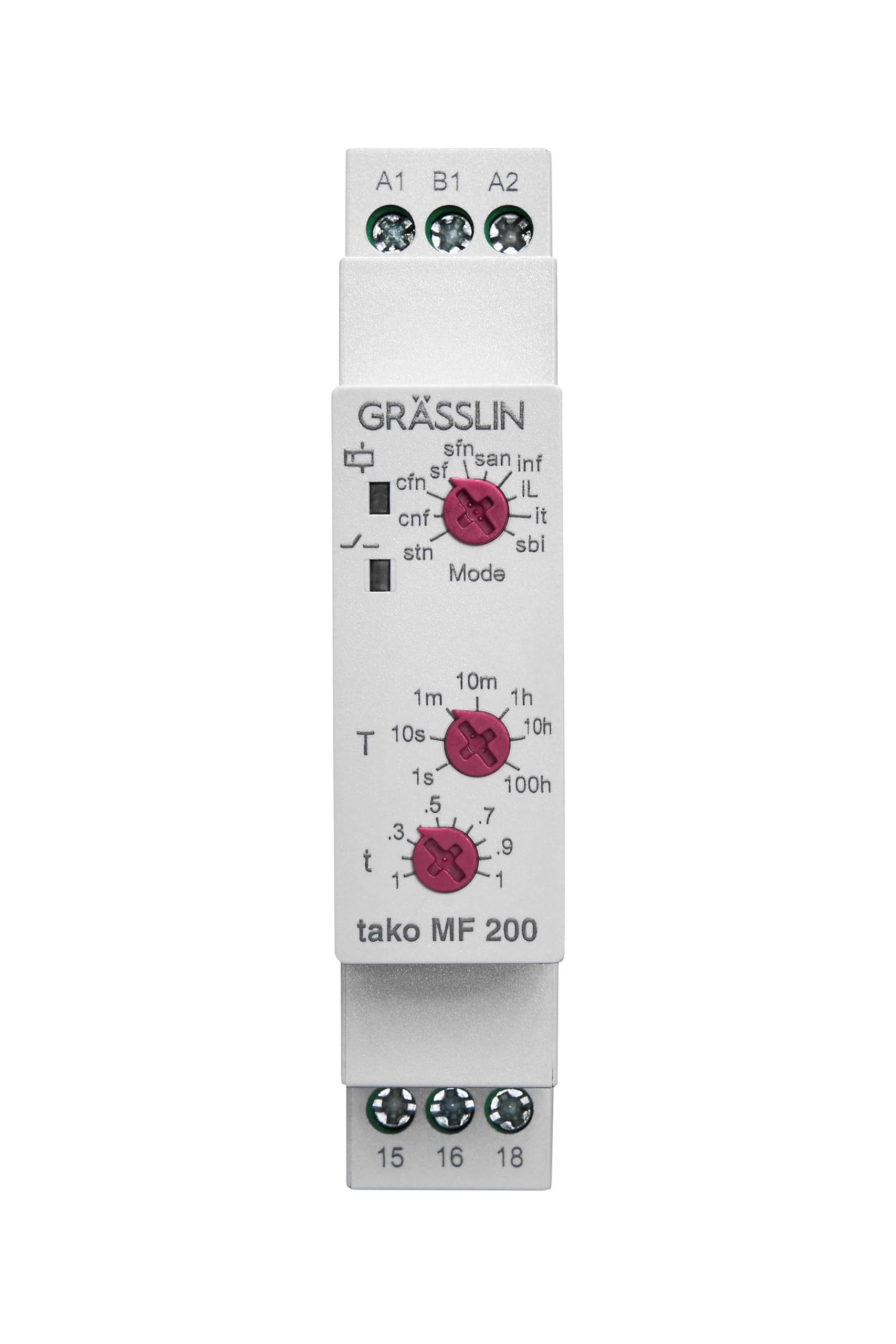Grässlin Zeitrelais tako MF 200 40.01.0001.1, Hutschiene, 1 Kanal, 10 Programme, 0,1 s–100 h, 12–230 V AC