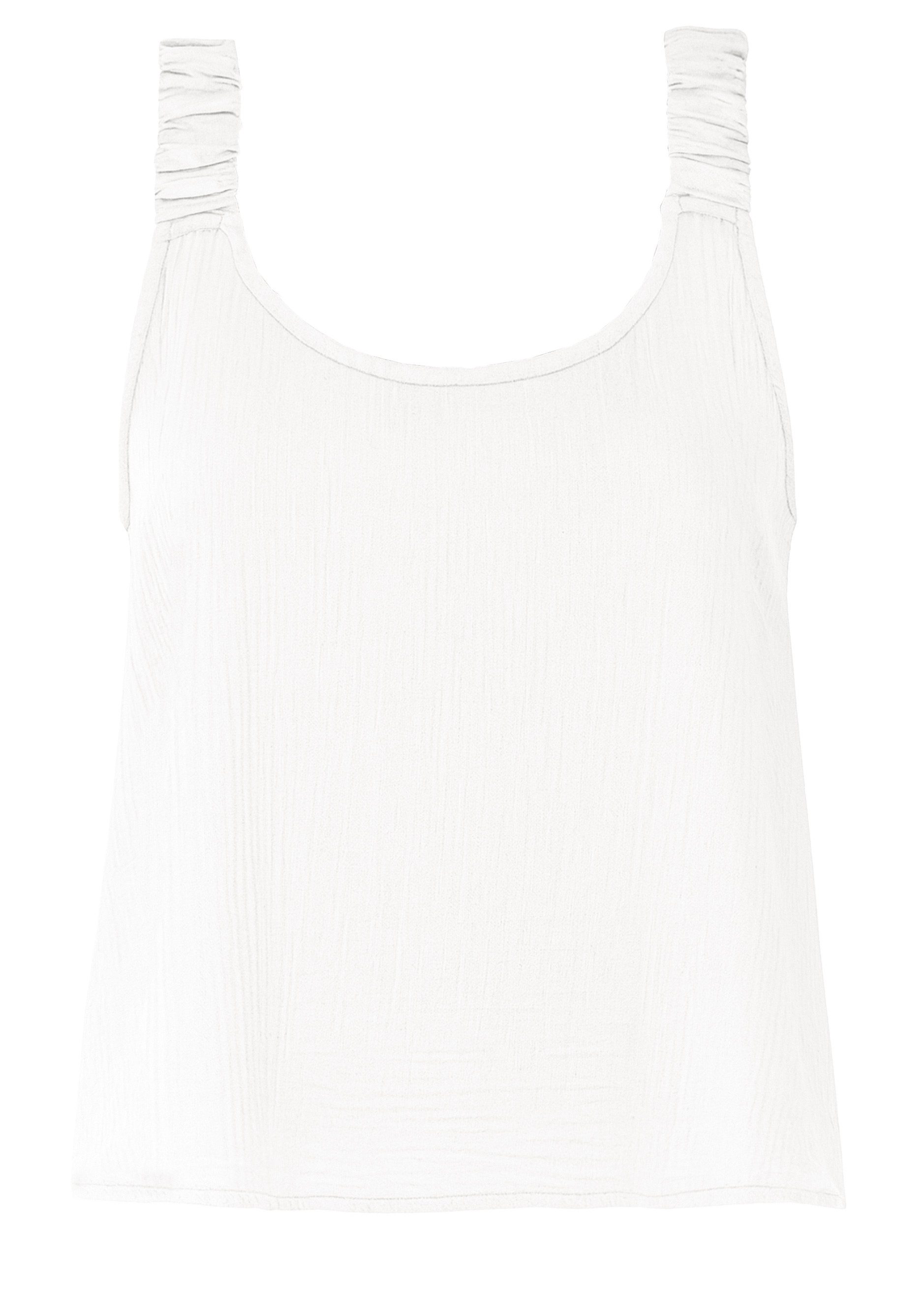 SASSYCLASSY T-Shirt Musselin Top mit gerafften Trägern für Damen Luftiges B günstig online kaufen