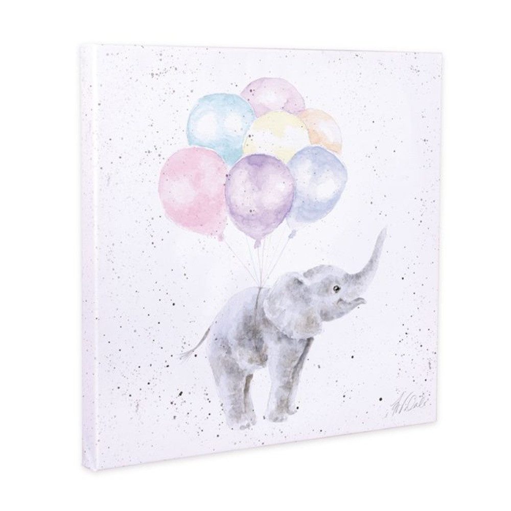 Wrendale Leinwandbild Bild auf Holzrahmen, Tiermotiv, Elefant mit Luftballon, Leinwandbild