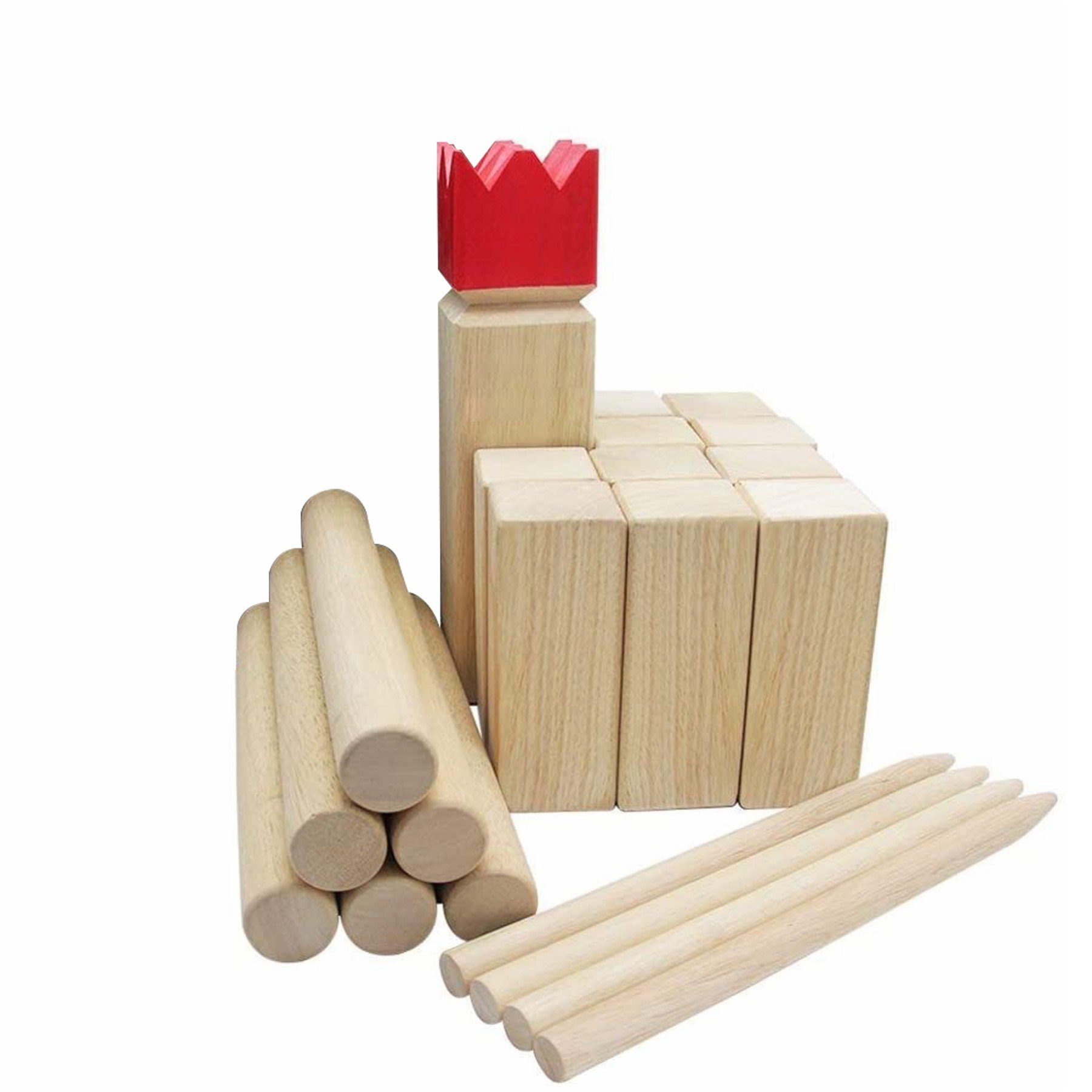 TikTakToo Roundnet-Spiel Kubb Stratgiespiel Wurfspiel Set Vedkubbar, (22-tlg), aus Holz, Geschicklichkeitsspiel, Gartenspiel, Teamspiel