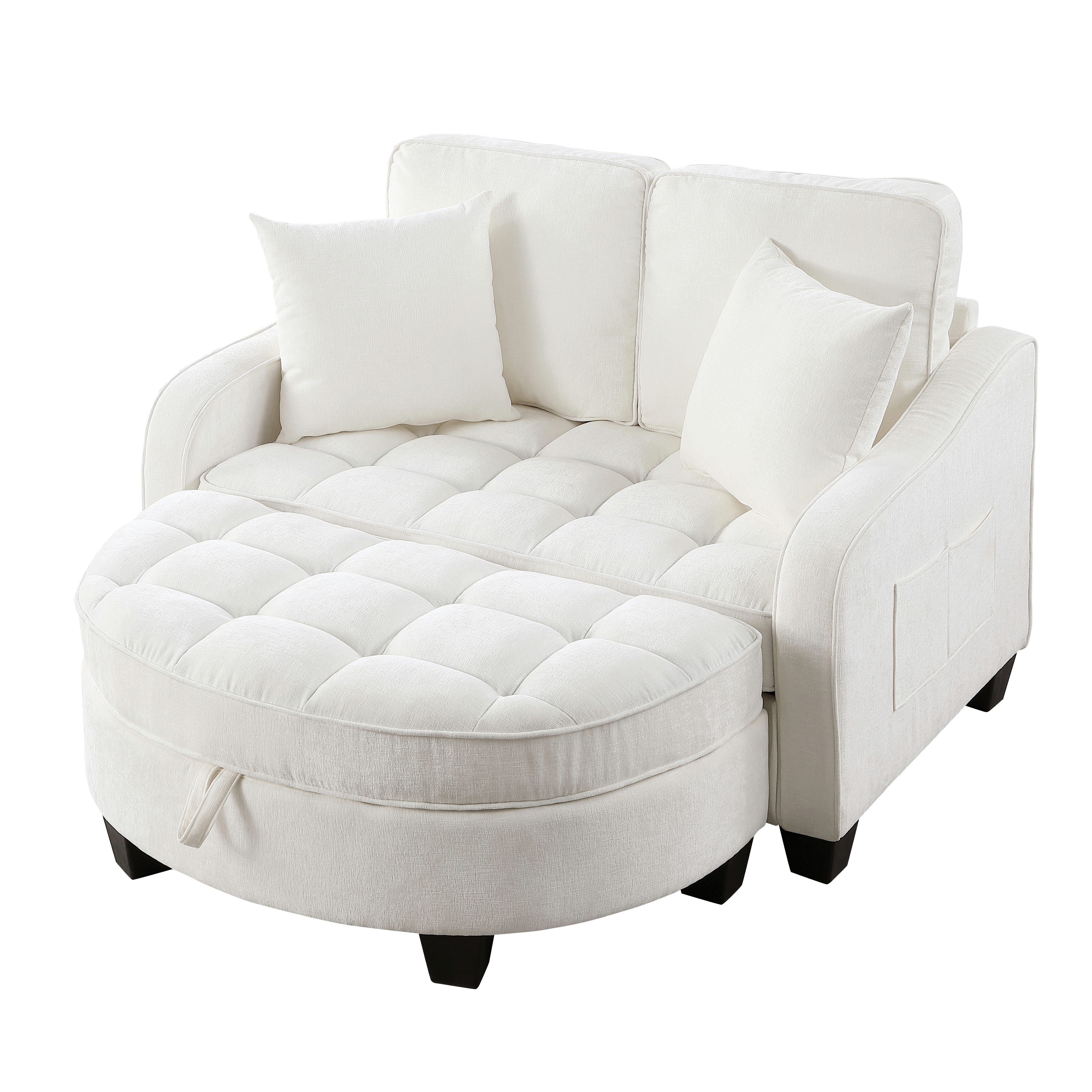 STILVORA Schlafsofa mit Aufbewahrungs-Hocker,Modulares Sofa Relaxsofa aus Chenille