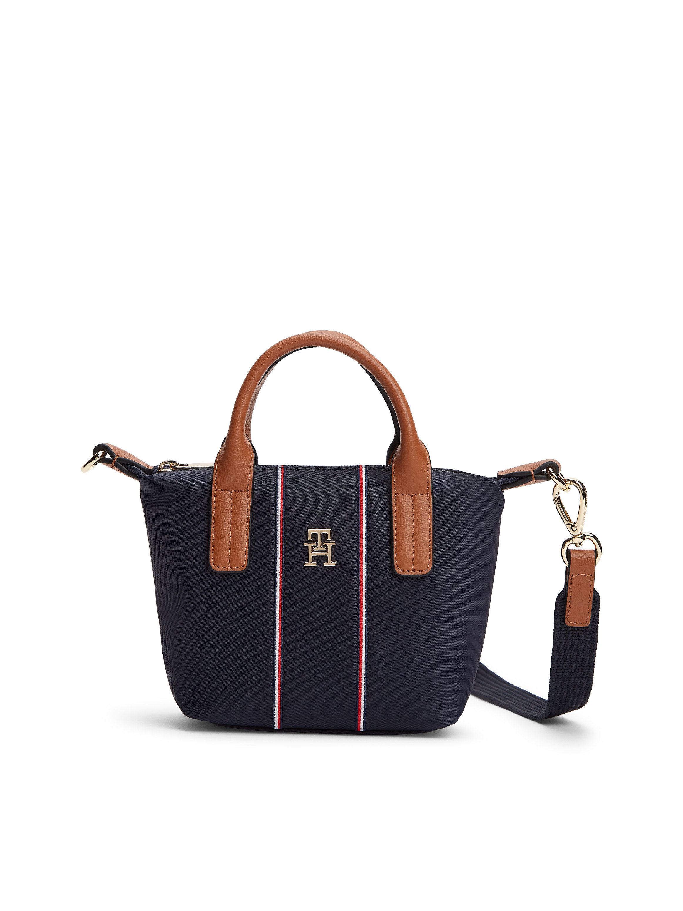 Tommy Hilfiger Tragetasche POPETTE MICRO TOTE CORP, Damen Handtasche, Umhängetasche, Schultertasche mit TH-Schmuckelement