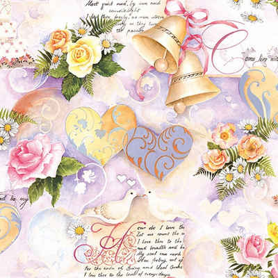 Ambiente Luxury Paper Products Papierserviette 20 Servietten Wedding Bells rose 33x33cm, (20 St)